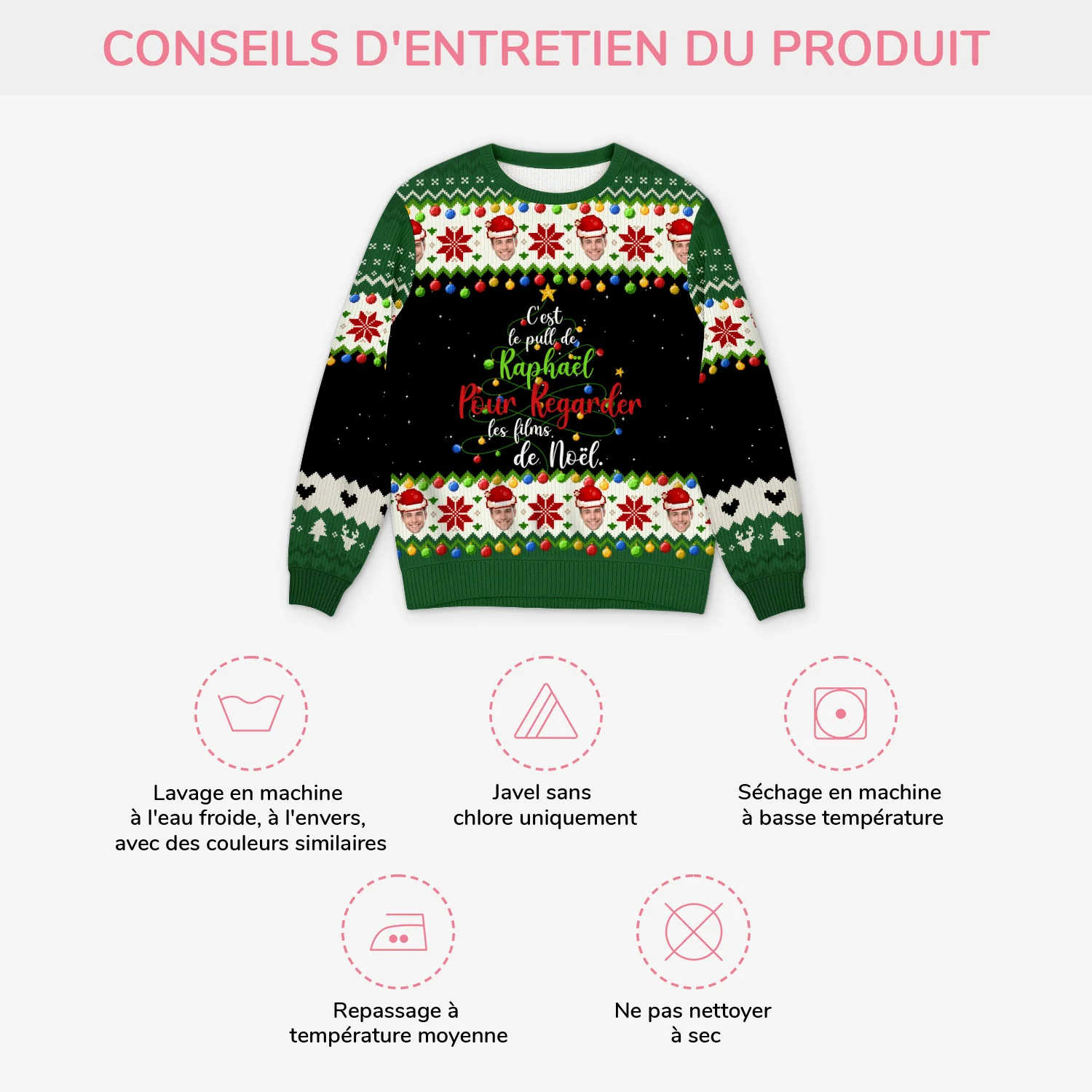 Pull Moche De Noël Personnalisé - Regarder Des Films De Noël - Image 4