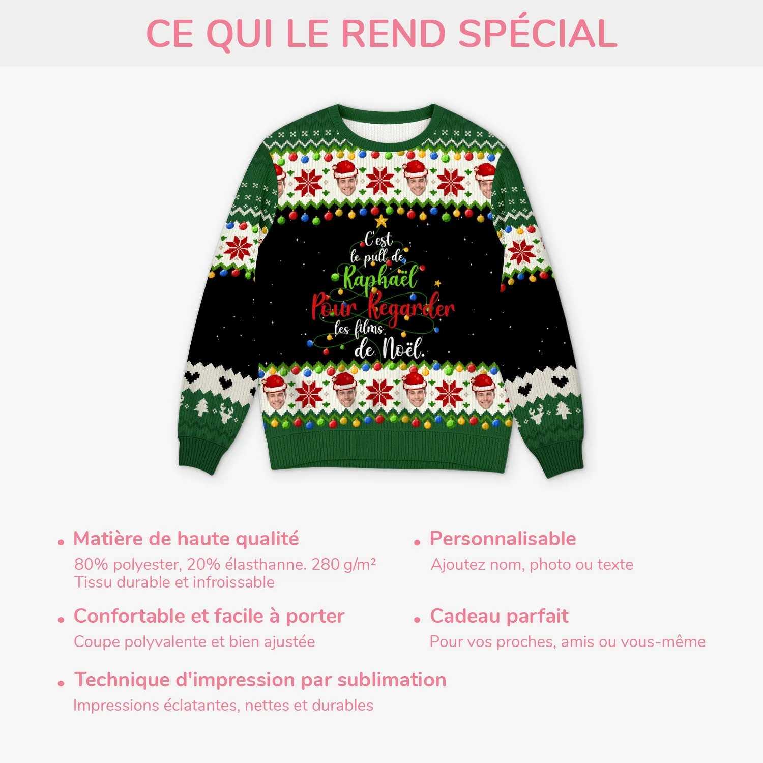 Pull Moche De Noël Personnalisé - Regarder Des Films De Noël - Image 5