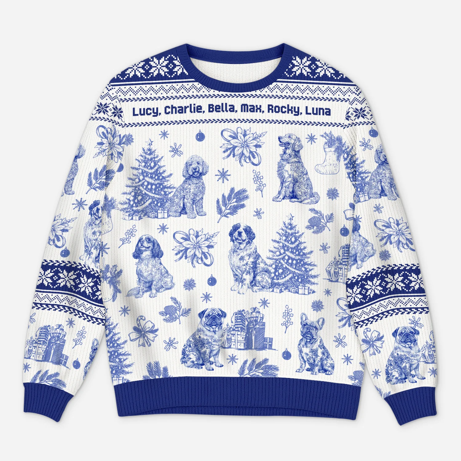Pull Moche Personnalisé - Un Noël de Chien Style Toile Bleue
