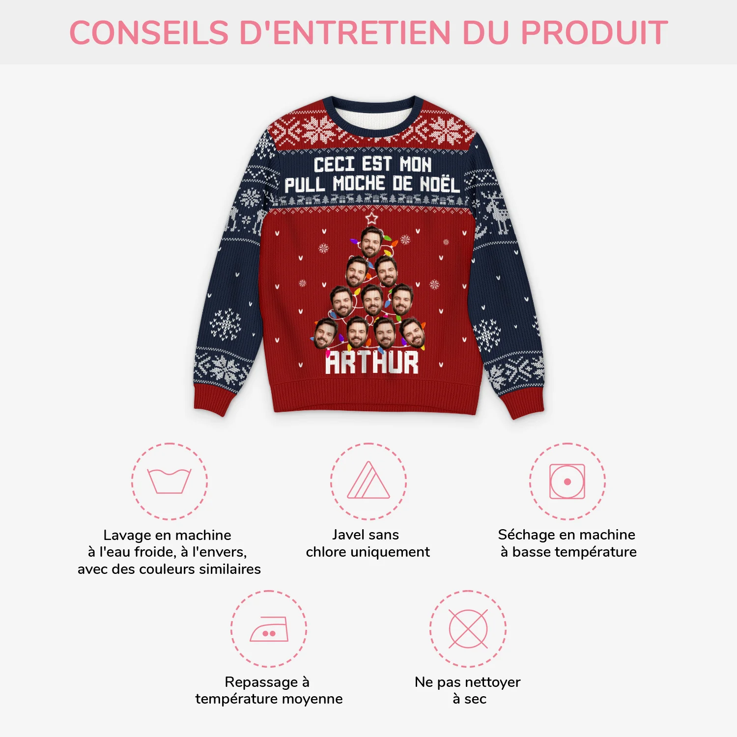 Pull Moche Personnalisé avec Photo - Mon Pull Moche de Noël - Image 4