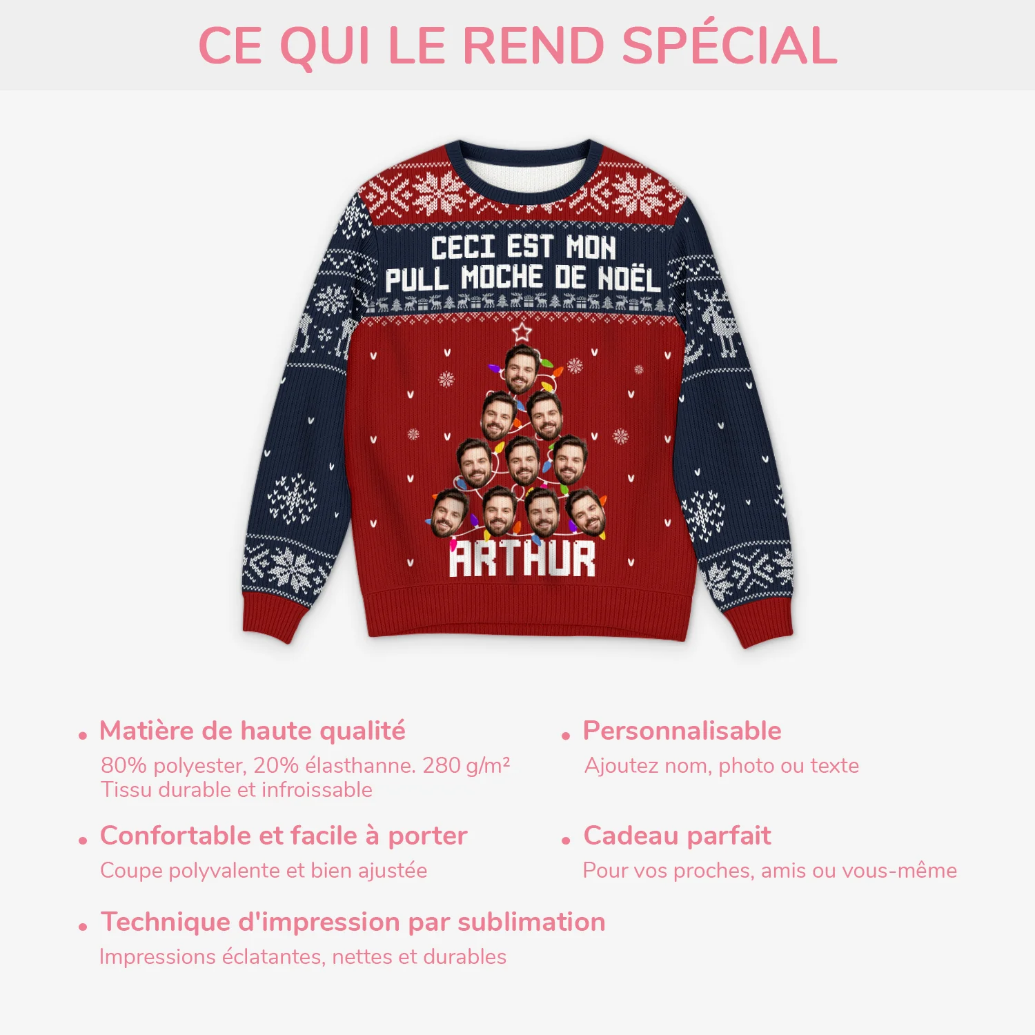 Pull Moche Personnalisé avec Photo - Mon Pull Moche de Noël - Image 5
