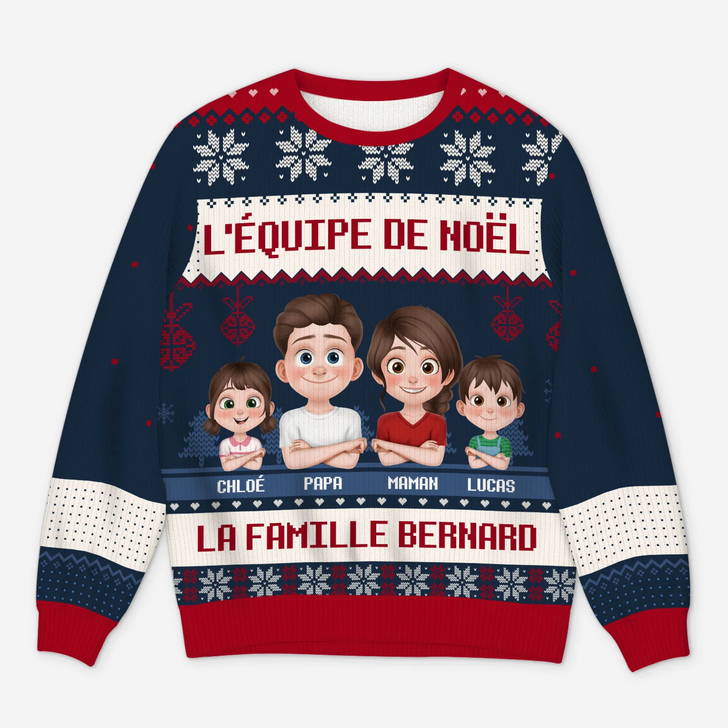 Pull Moche Personnalisé Famille - La Bande De Noël