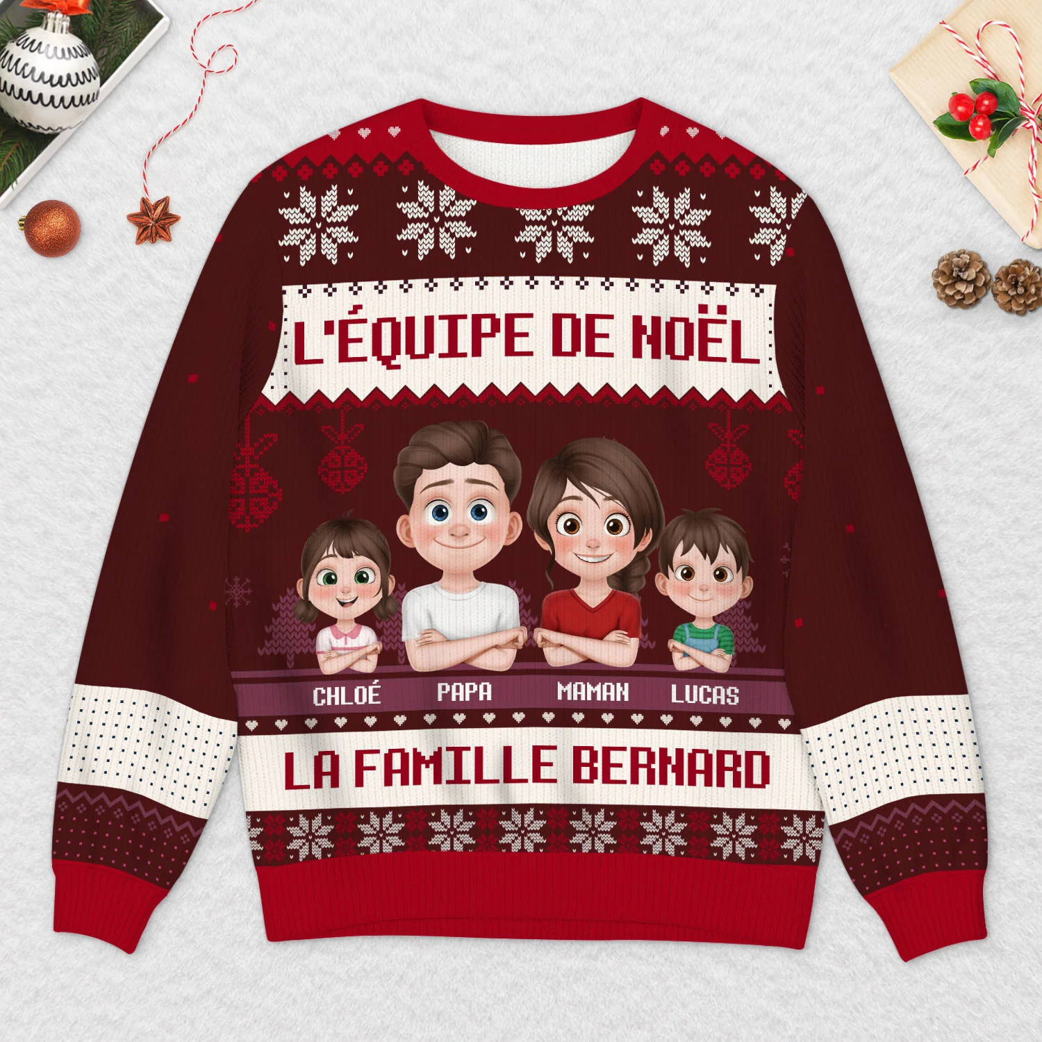 Pull Moche Personnalisé Famille - La Bande De Noël - Image 2