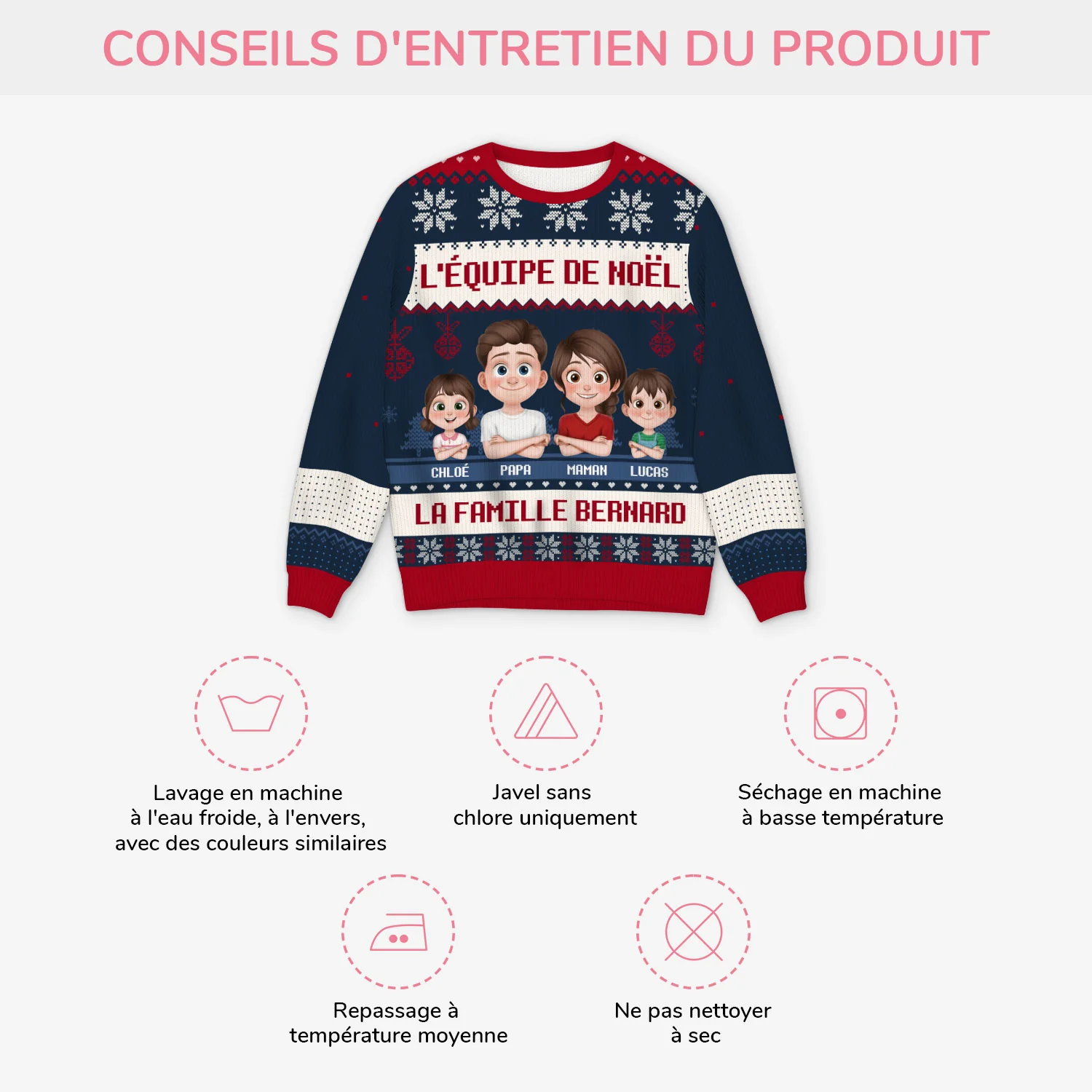 Pull Moche Personnalisé Famille - La Bande De Noël - Image 4
