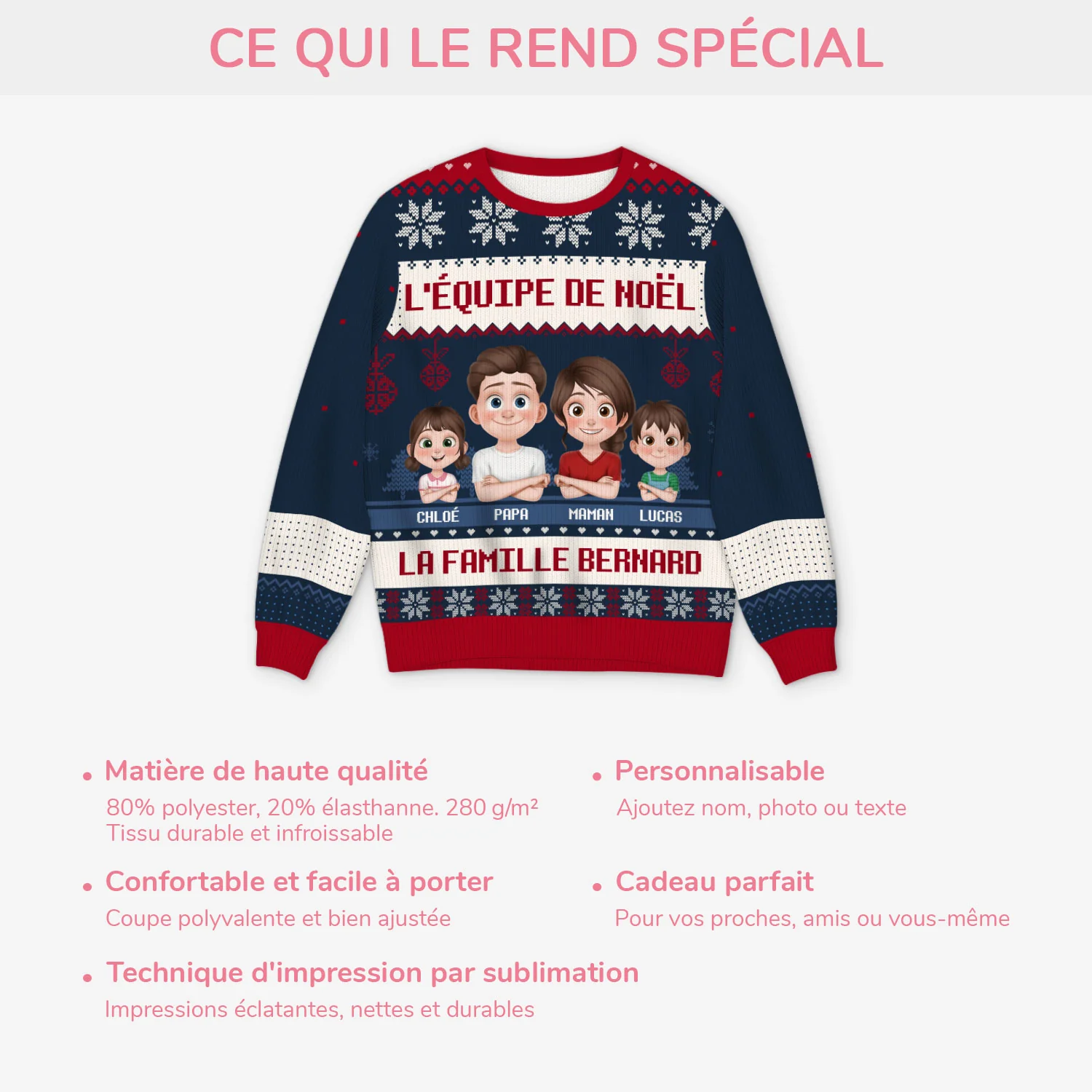 Pull Moche Personnalisé Famille - La Bande De Noël - Image 5
