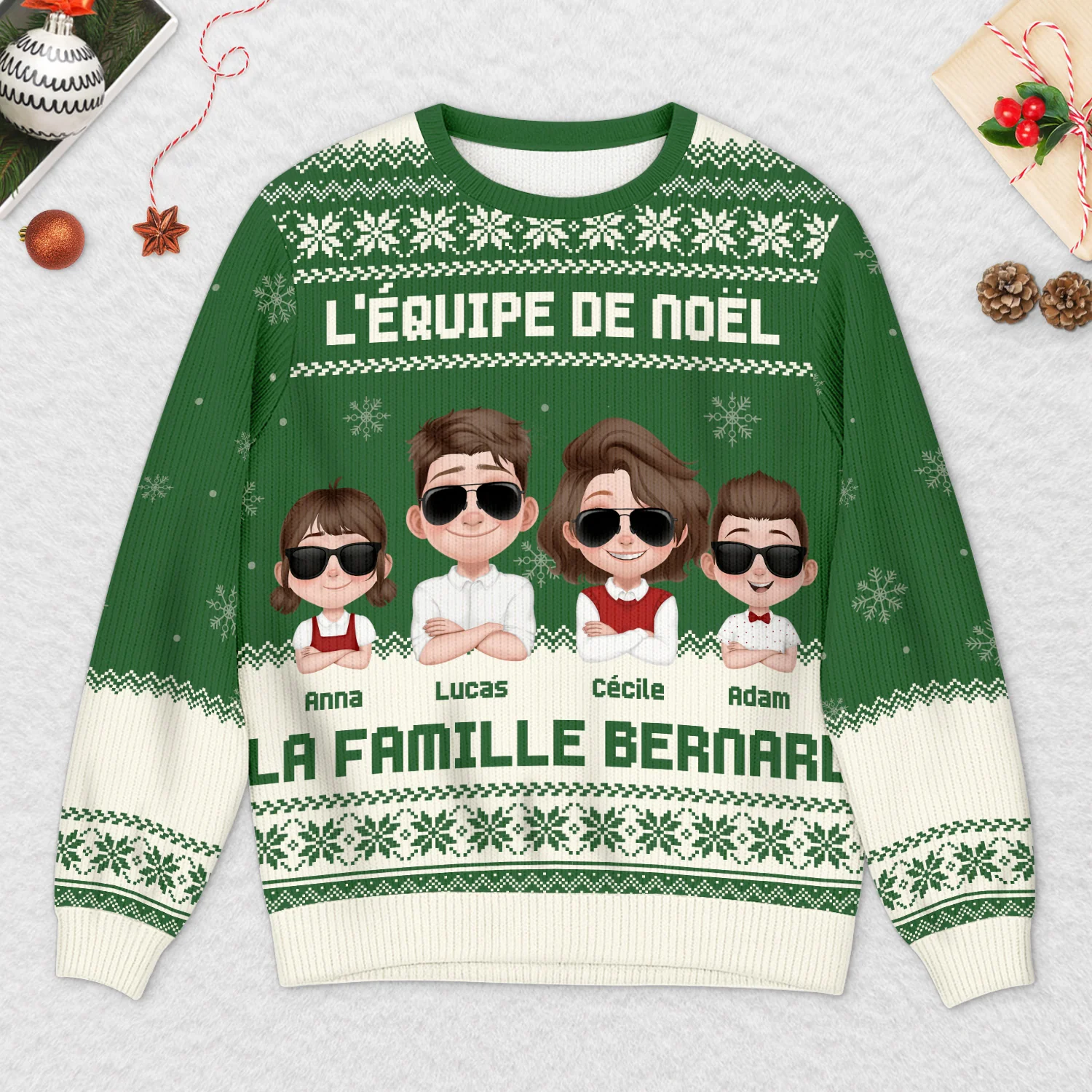 Pull Moche de Noël Personnalisé Famille - L'Equipe De Noel - Image 2