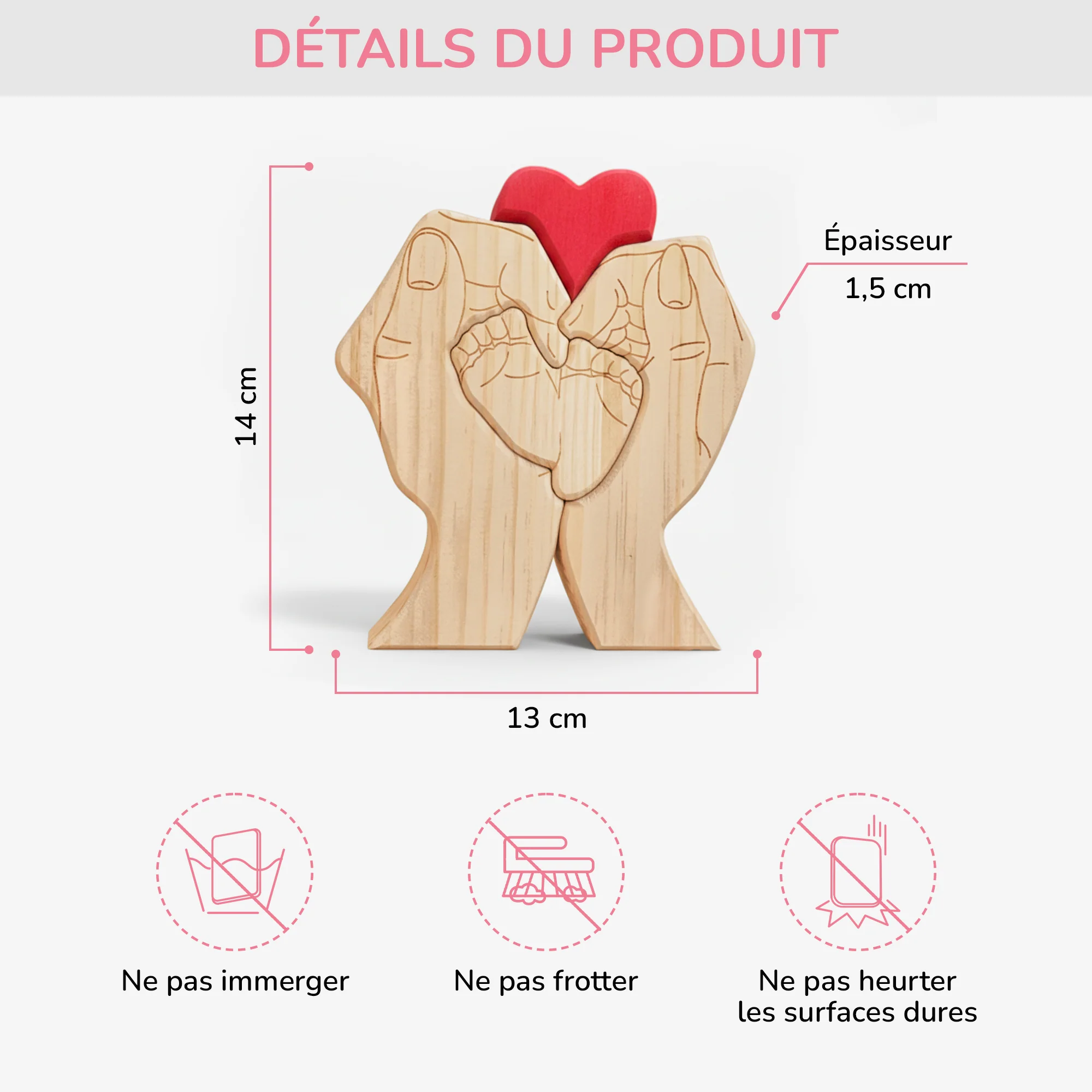 Puzzle En Bois Personnalisé Pour Nouveau-né - Cadeau Famille Avec Bébé - Image 3