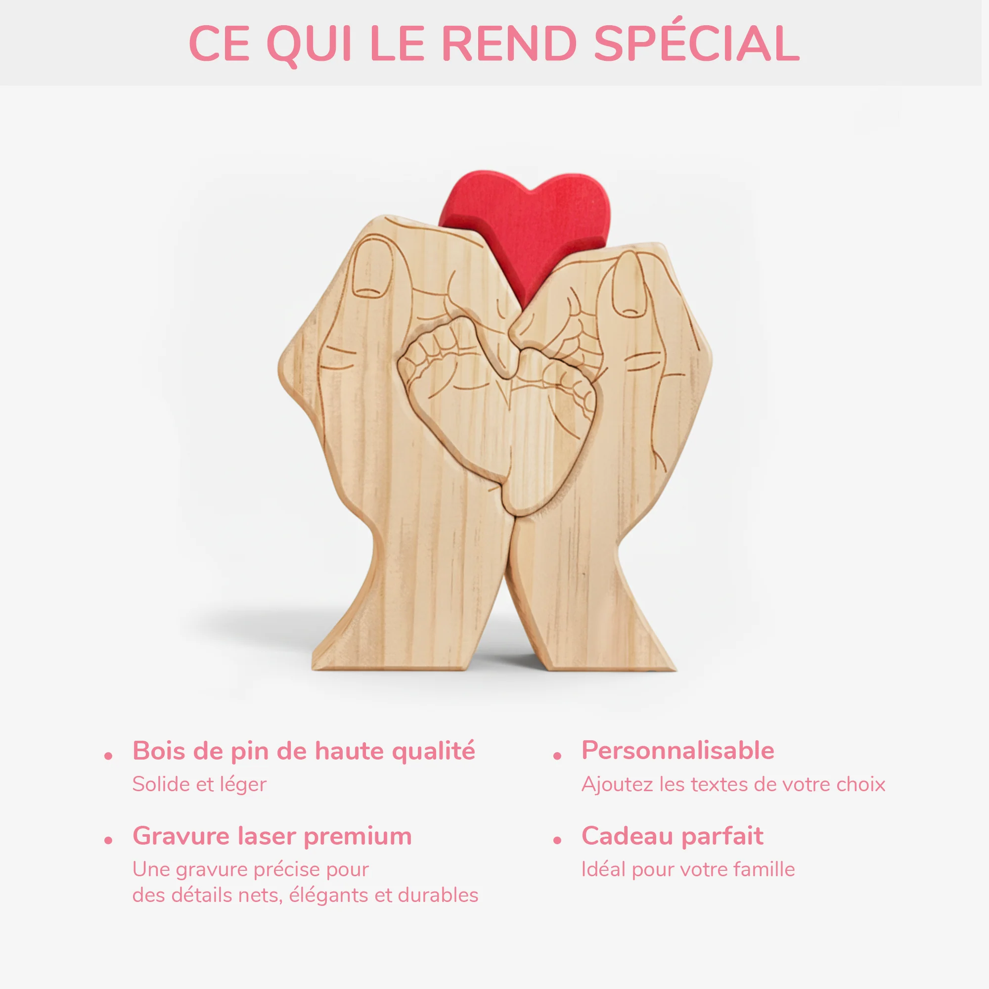 Puzzle En Bois Personnalisé Pour Nouveau-né - Cadeau Famille Avec Bébé - Image 4