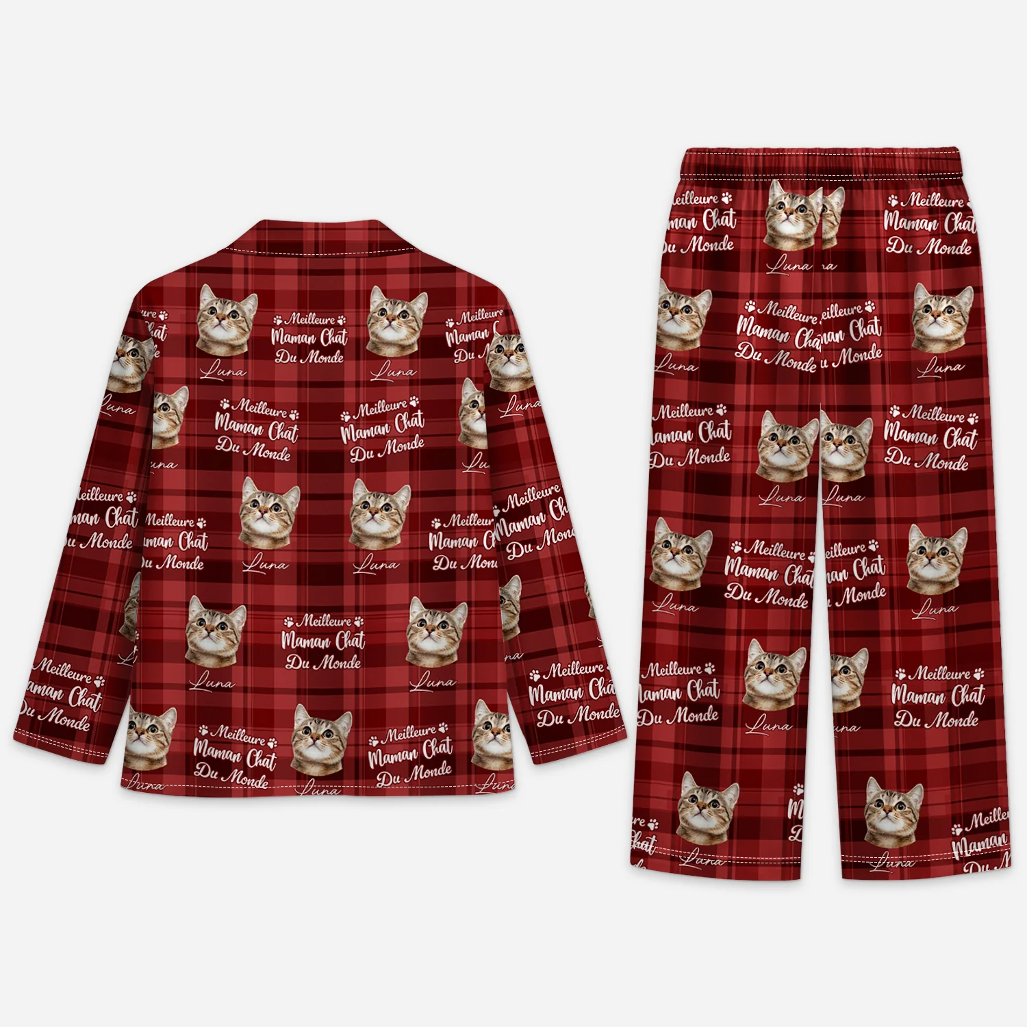 Pyjama Personnalisé Noël - Meilleure Maman Chat - Image 2