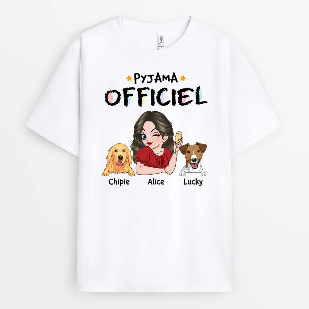 Tee Shirt pour Chien Personnalisé - Pyjama Officiel Avec Chien - Version Vin Et Chien