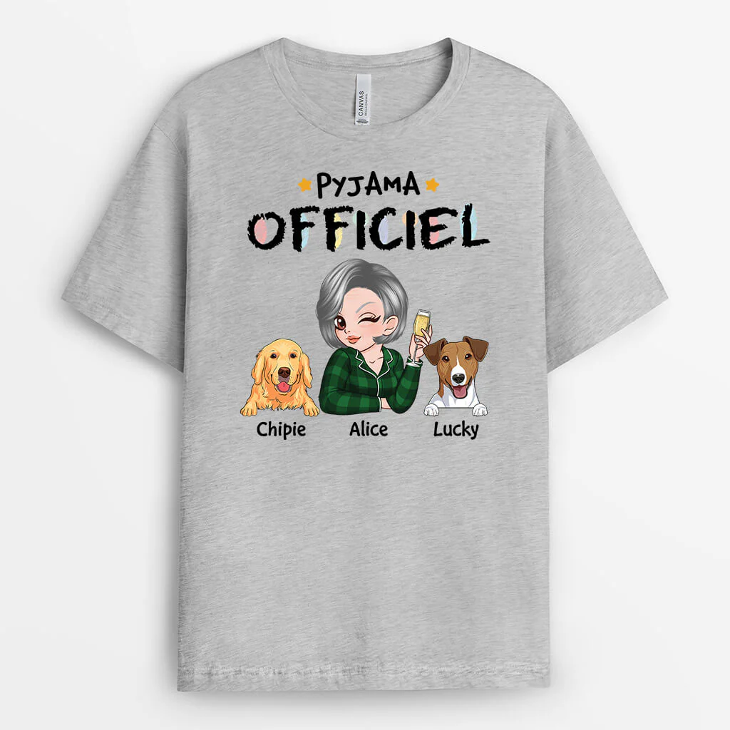 Tee Shirt pour Chien Personnalisé - Pyjama Officiel Avec Chien - Version Vin Et Chien - Image 2