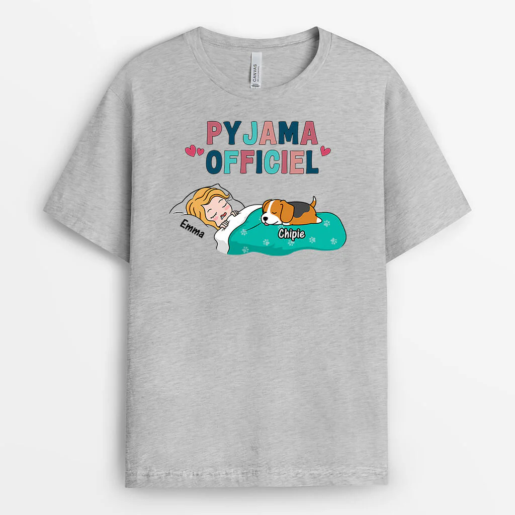 Tee Shirt Chien Personnalisé - Pyjama Officiel Avec Chiens Dormant