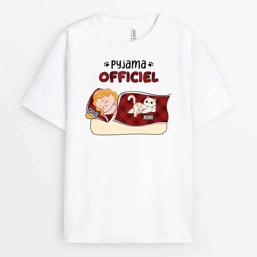 T Shirt Personnalisé Avec Chat - Pyjama Officiel | Version Femme