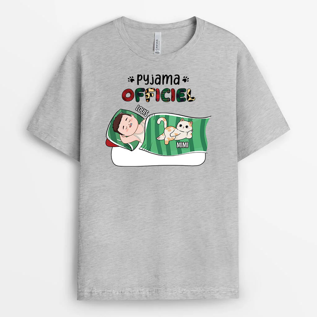 T Shirt Personnalisé Avec Chat - Pyjama Officiel | Version Femme - Image 2