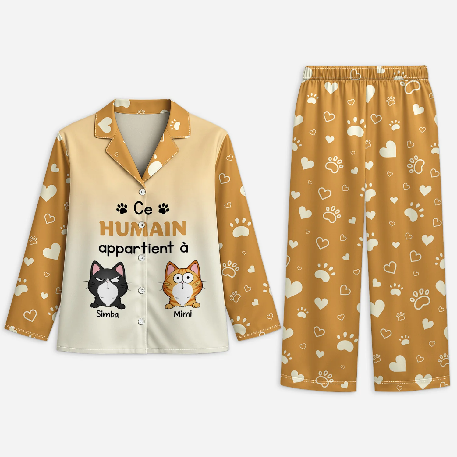 Pyjama Personnalisé Chat - Cet Humain Appartient À
