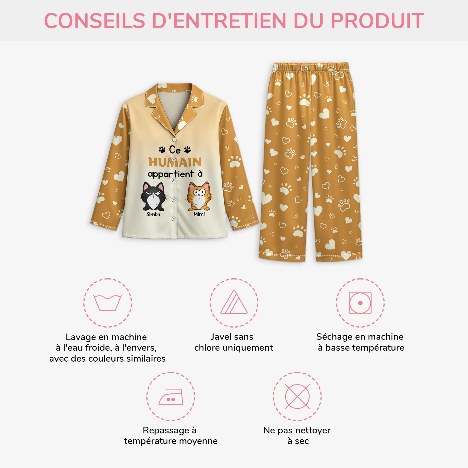 Pyjama Personnalisé Chat - Cet Humain Appartient À - Image 4