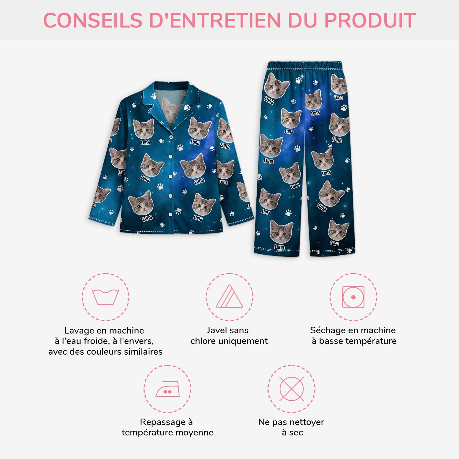 Pyjama Personnalisé Avec Photo - Mon Chat De L'espace - Image 4