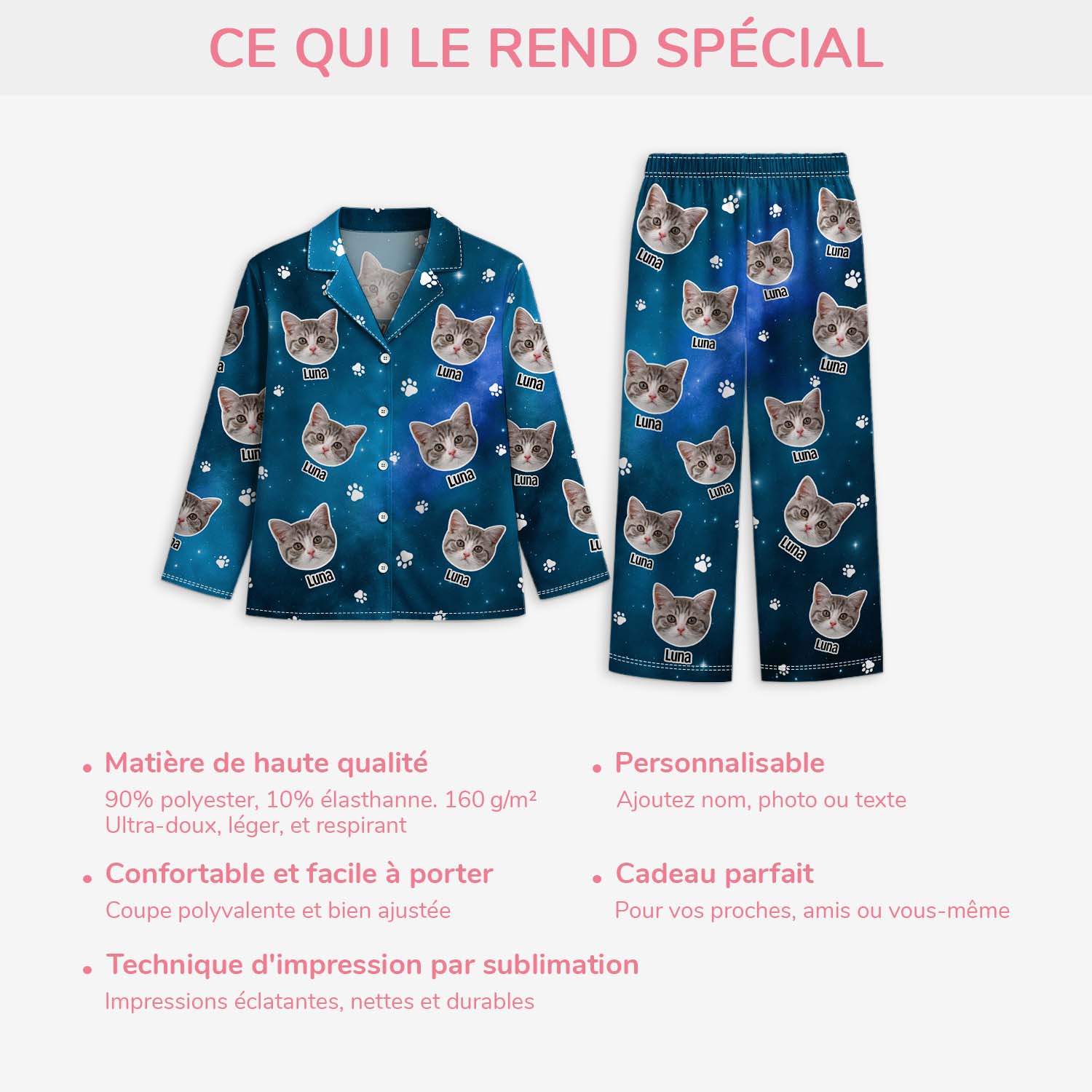Pyjama Personnalisé Avec Photo - Mon Chat De L'espace - Image 5