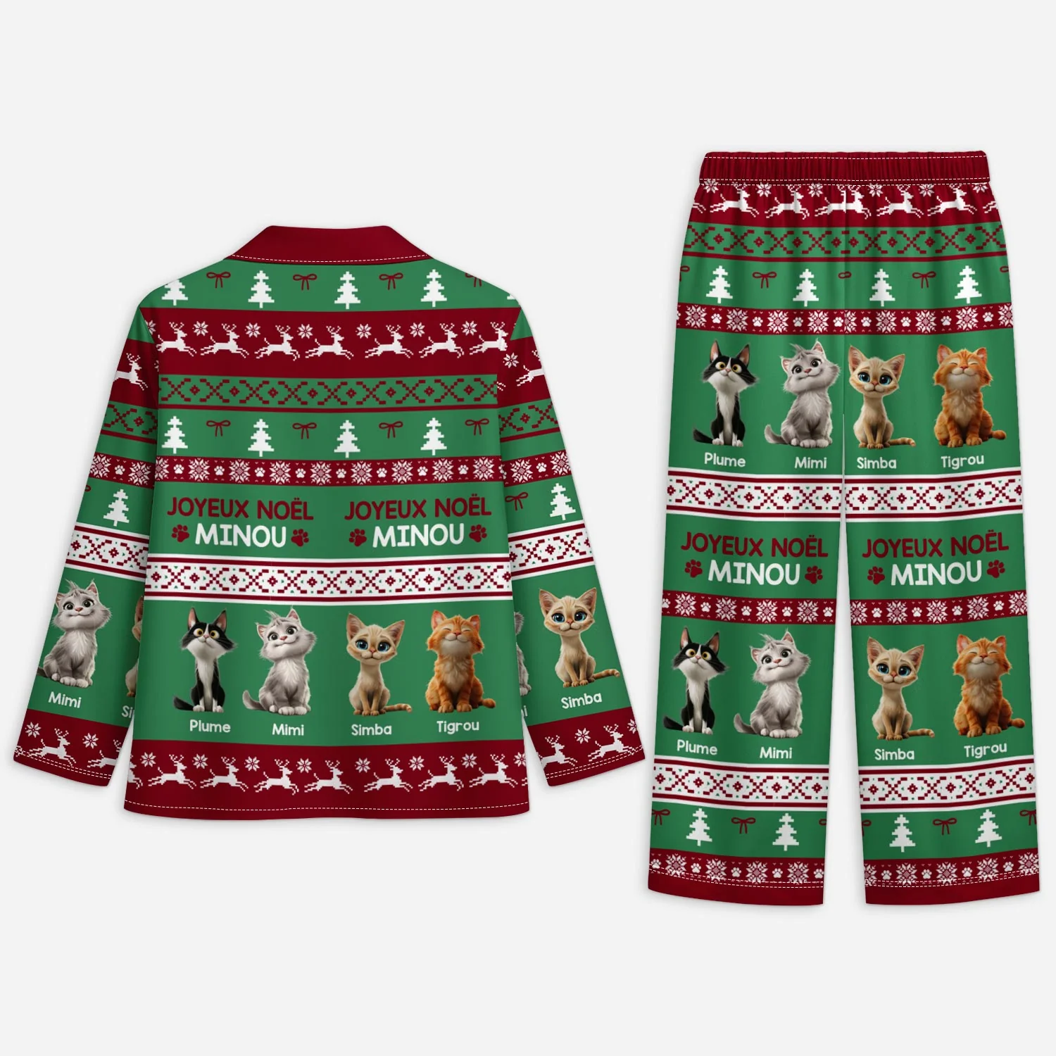 Pyjama Personnalisé Chat - Joyeux Noël Minou - Image 2