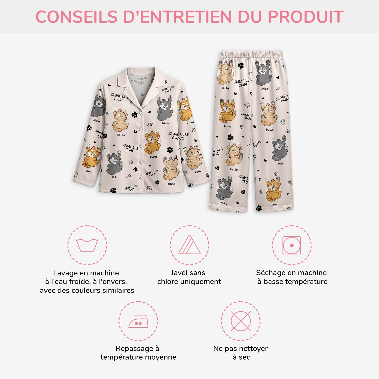 Pyjama Personnalisé - J’aime Les Chats - Image 4