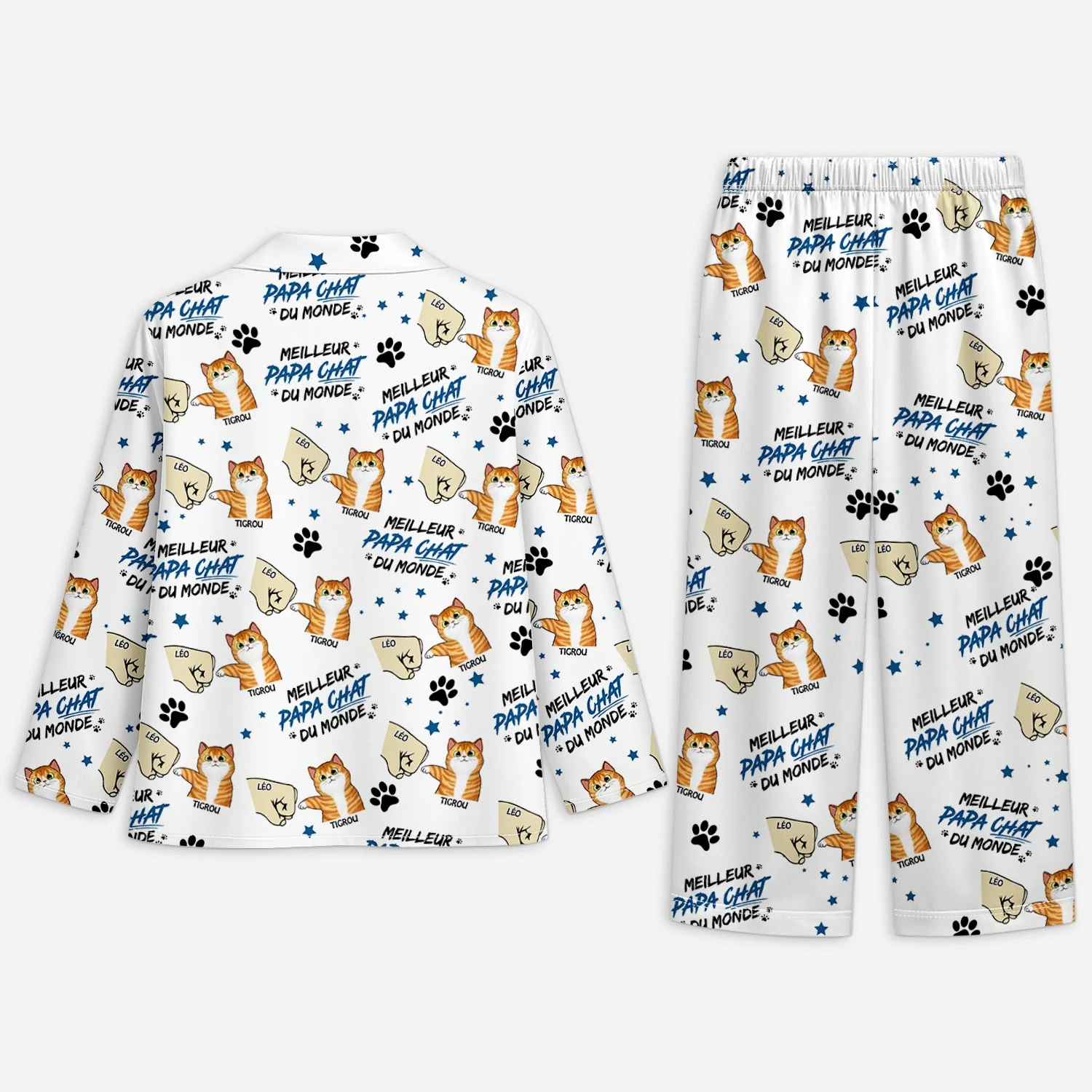 Pyjama Personnalisé - Meilleur Papa Chat - Image 2