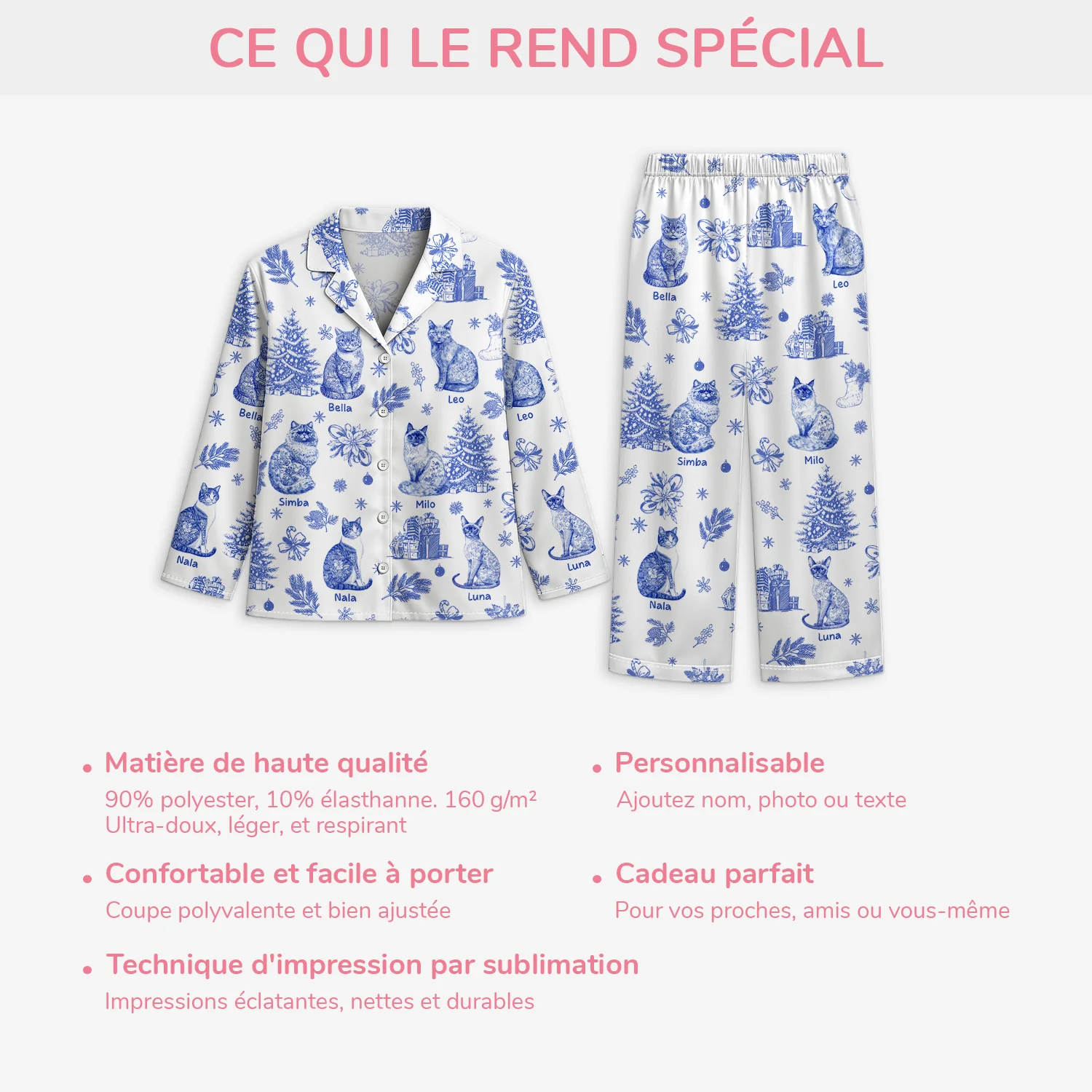 Pyjama Personnalisé - Mon Chat Élégant - Image 5