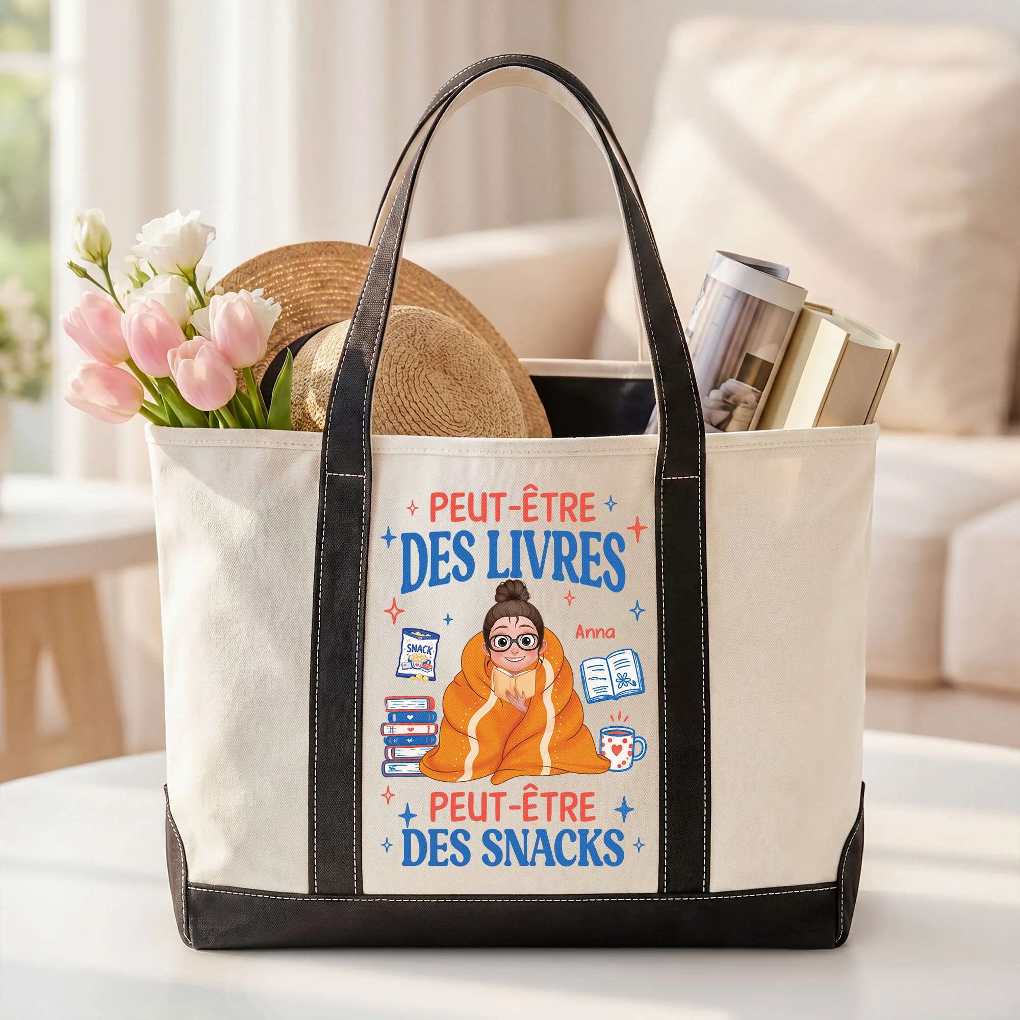 Sac Cabas En Toile Femme Personnalisé - Peut-être Des Livres - Image 2