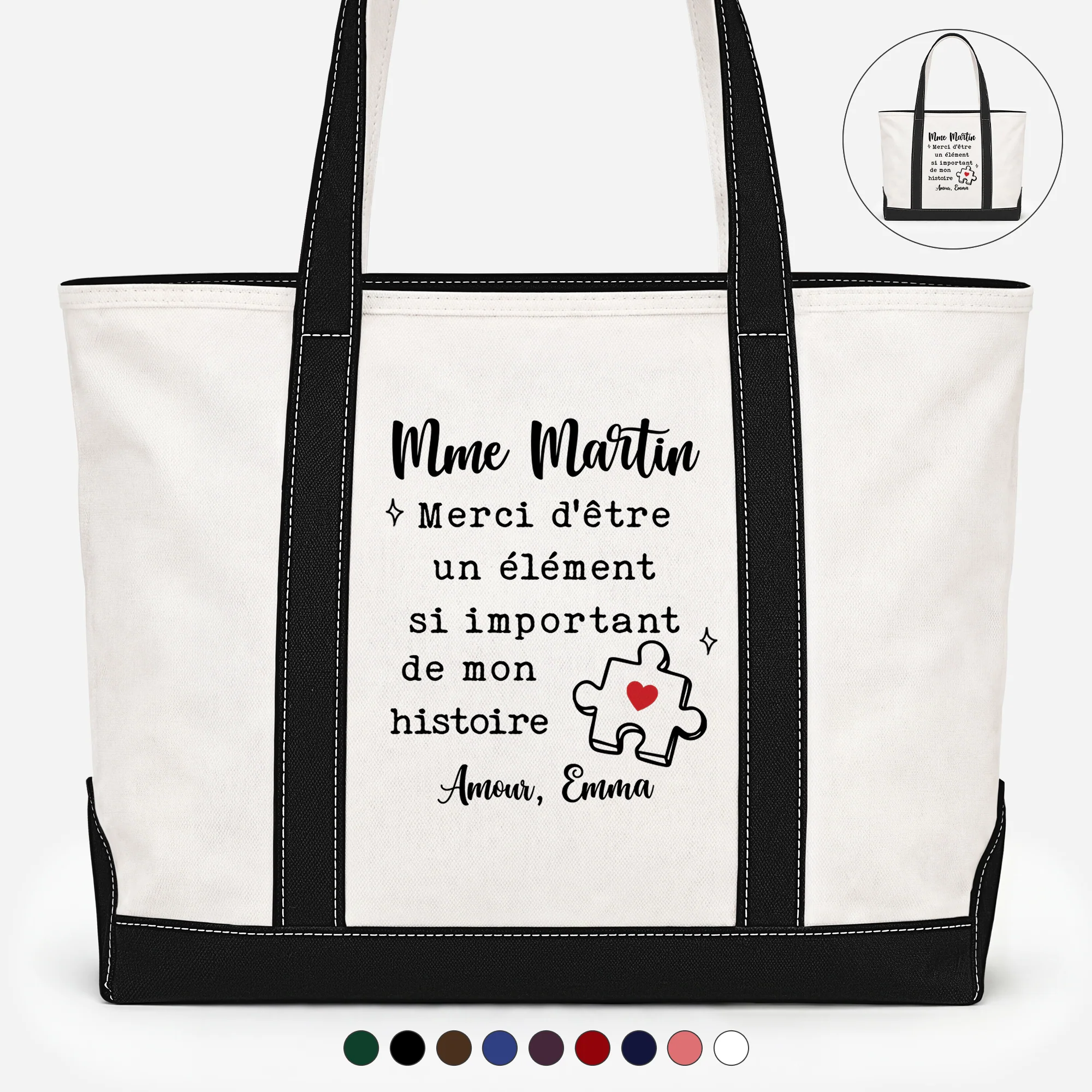 Sac Cabas En Toile Personnalisé Pour Maîtresse - Merci D’être Un Élément Important