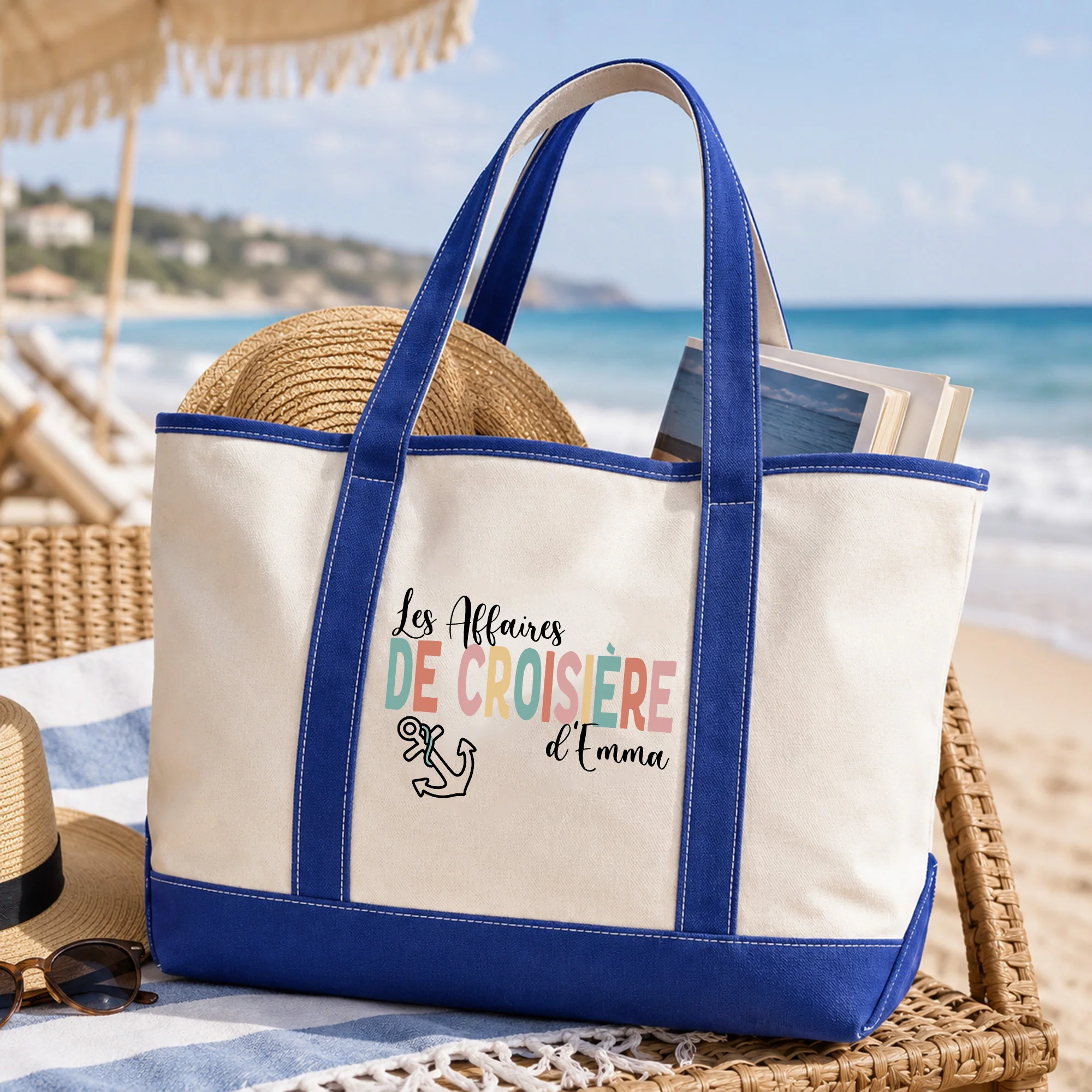 Sac Cabas En Toile Personnalisé Voyage En Été - Les Affaires De Croisière - Image 2