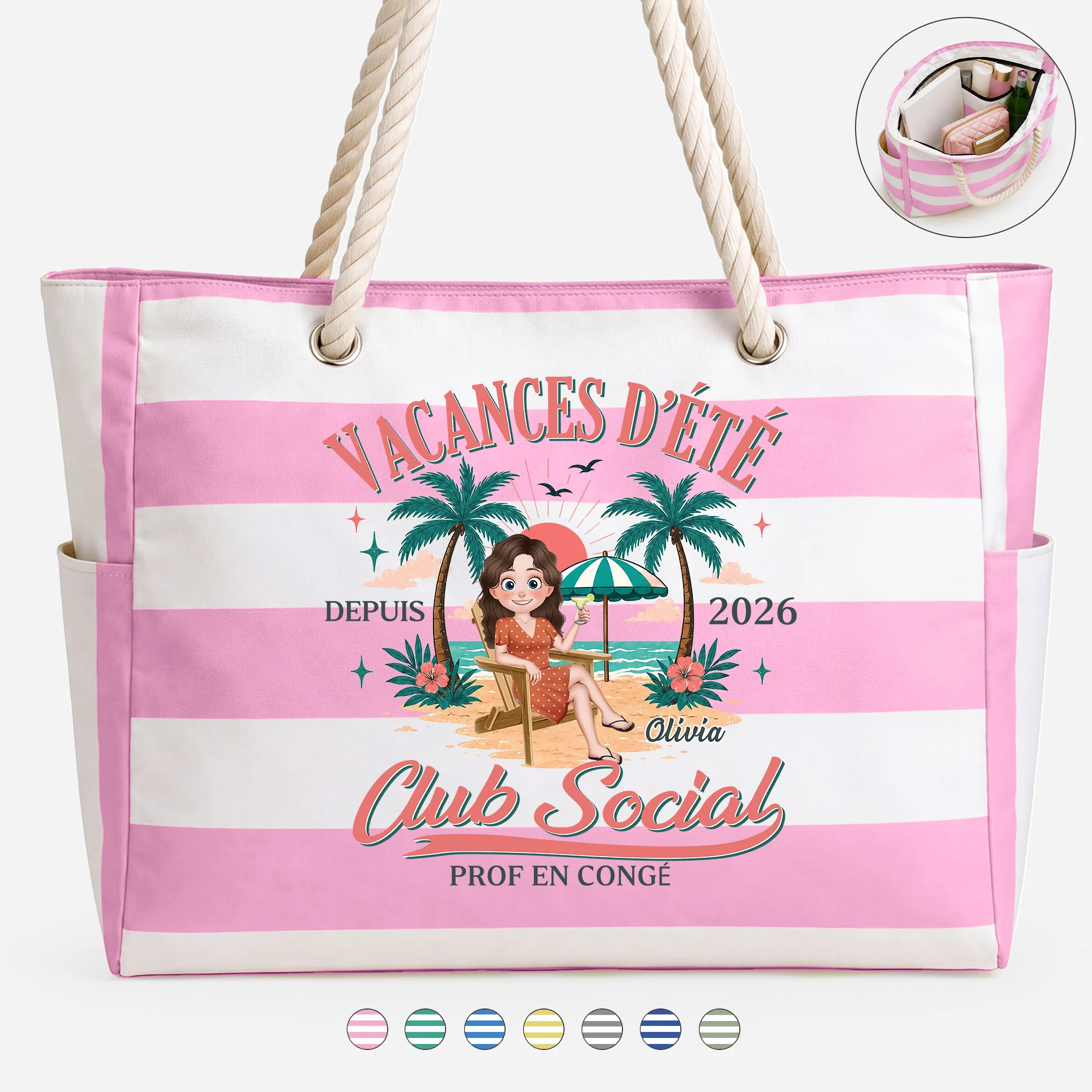 Sac De Plage Personnalisé Pour Professeur - Vacances D’été