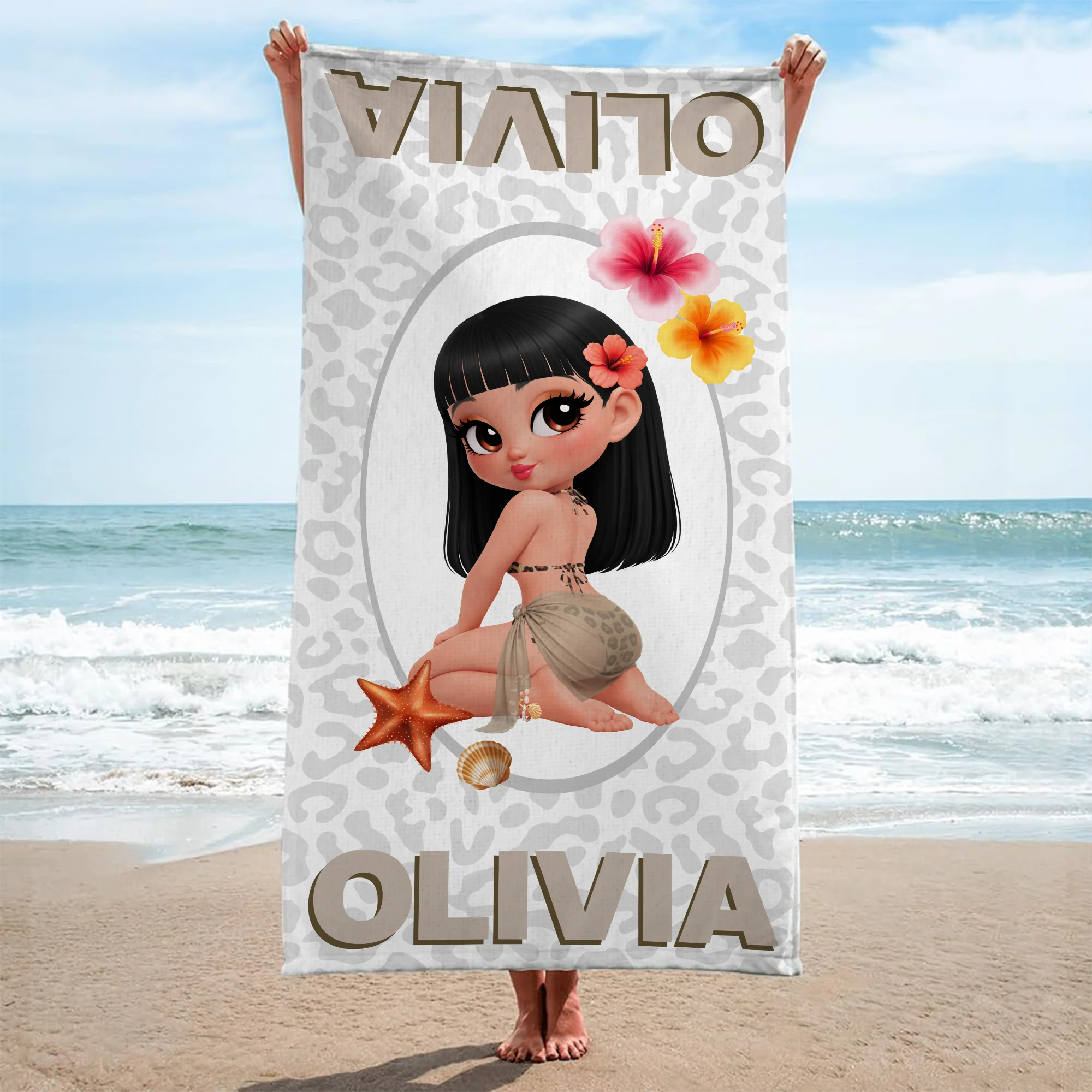 Serviette De Plage À Personnaliser Été Avec Monogramme - Cadeau Original Avec Prénom - Image 2