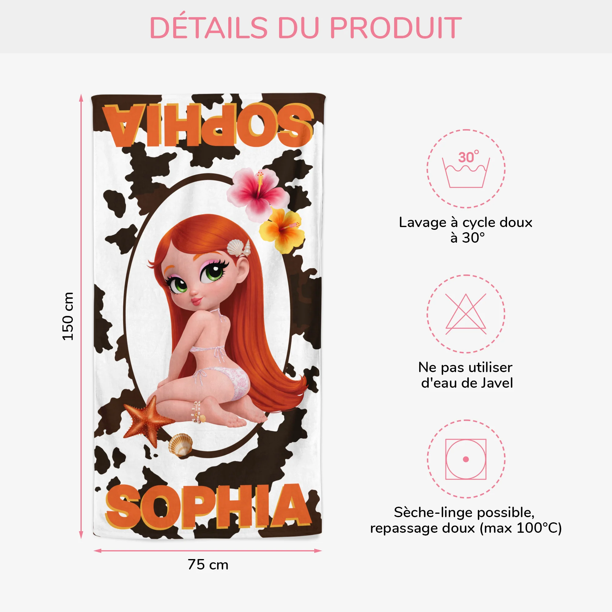 Serviette De Plage À Personnaliser Été Avec Monogramme - Cadeau Original Avec Prénom - Image 3
