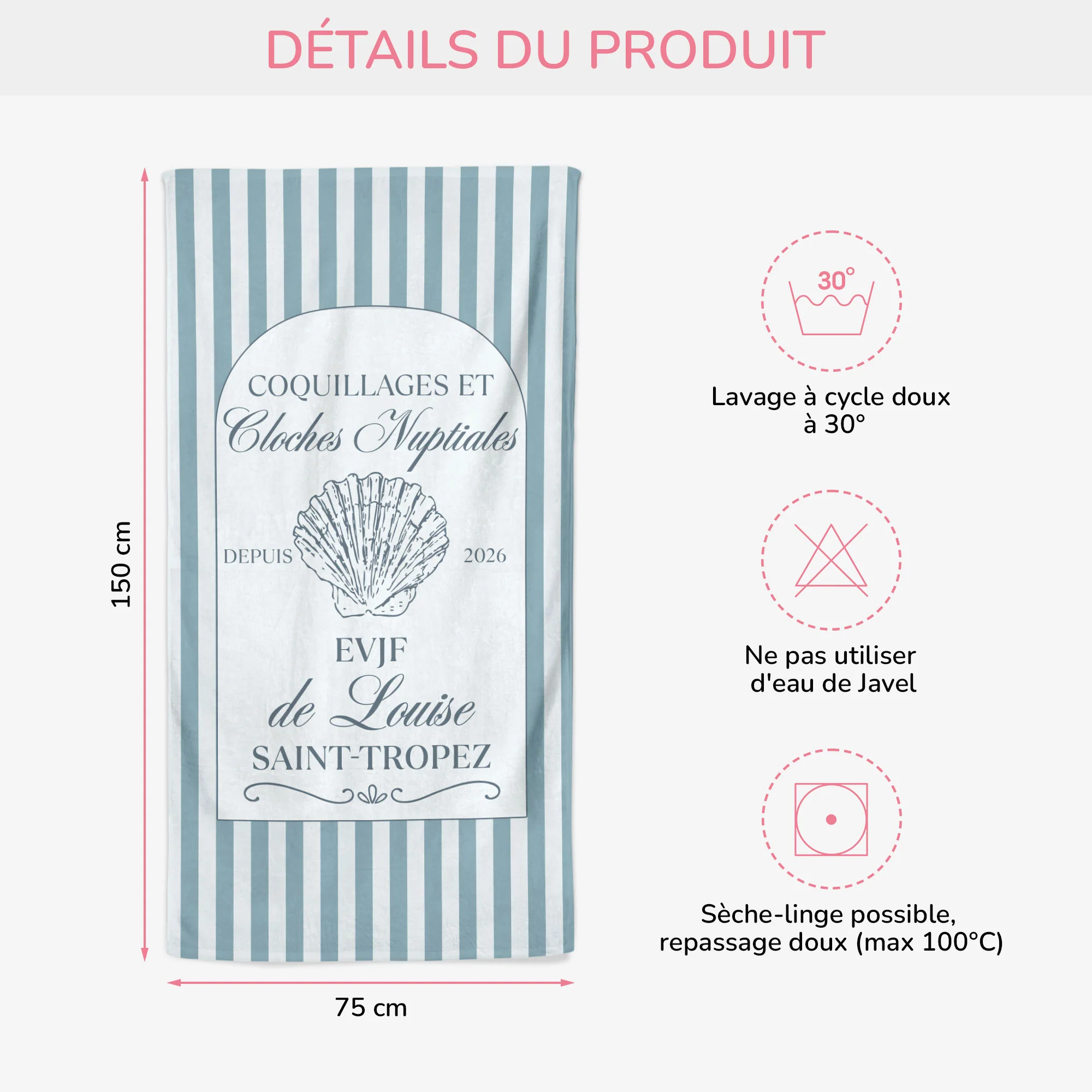 Serviette De Plage Personnalisable - Cadeau Pour EVJF - Image 3