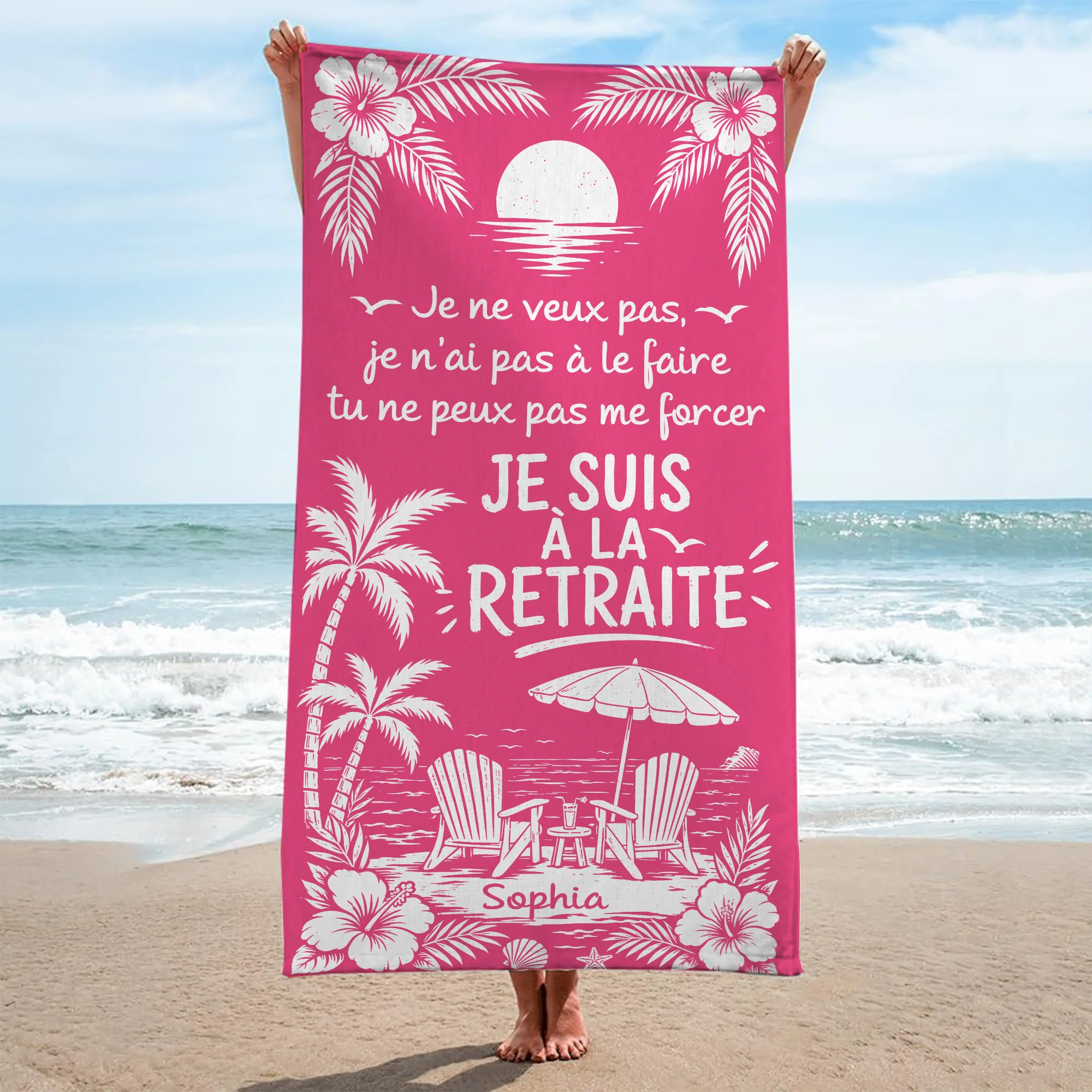 Serviette De Plage Personnalisable - Je Suis À La Retraite - Image 2