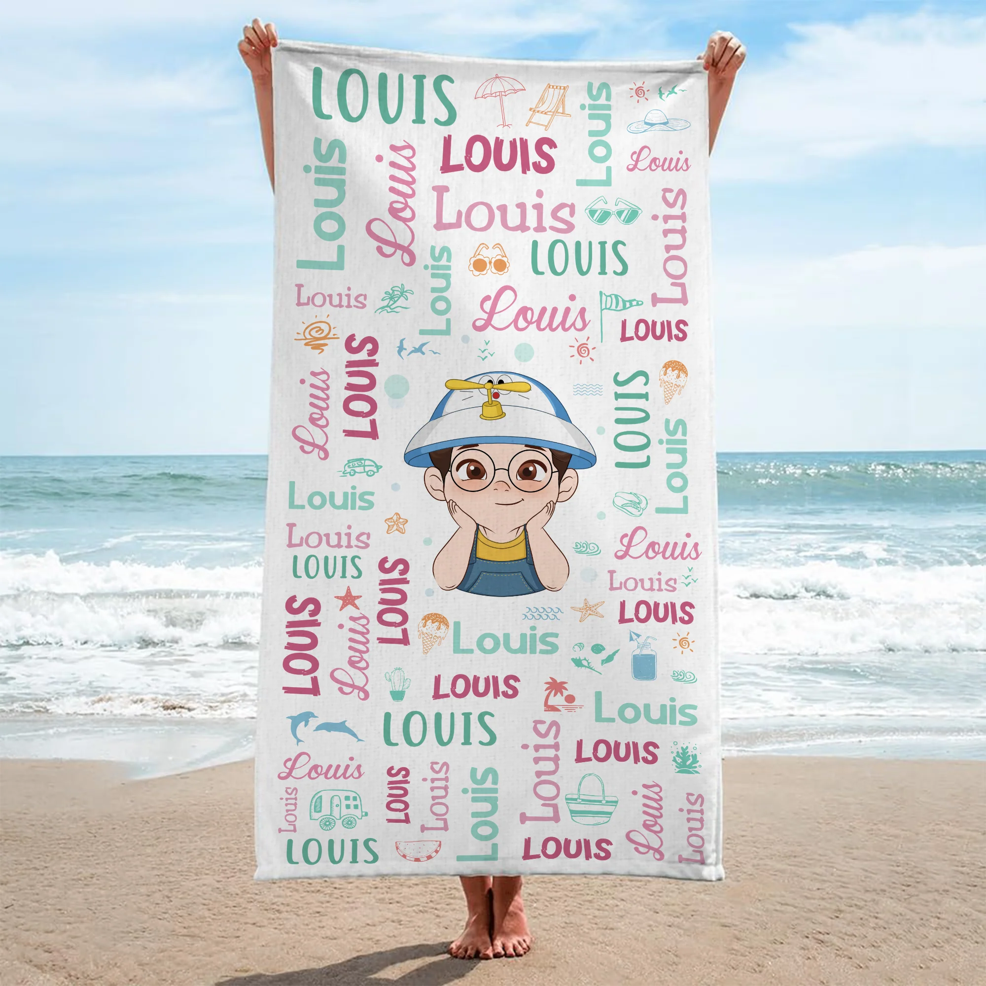 Serviettes De Plage Personnalisées | Enfant Avec Prenom - Image 2
