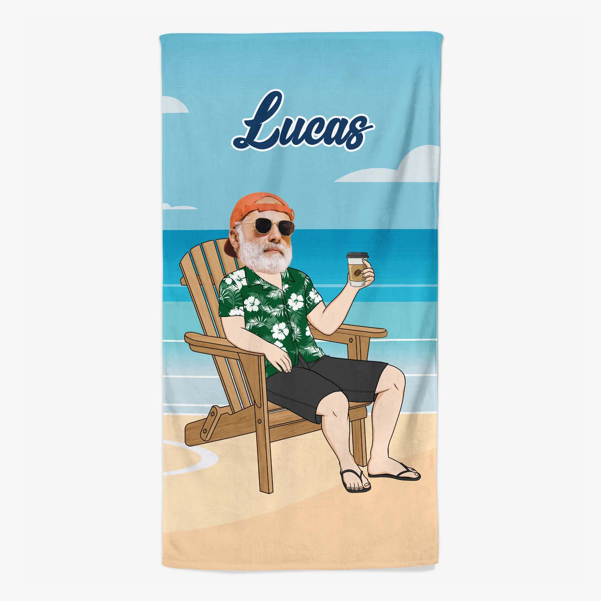 Serviette De Plage Personnalisée Homme | Visage Relaxant