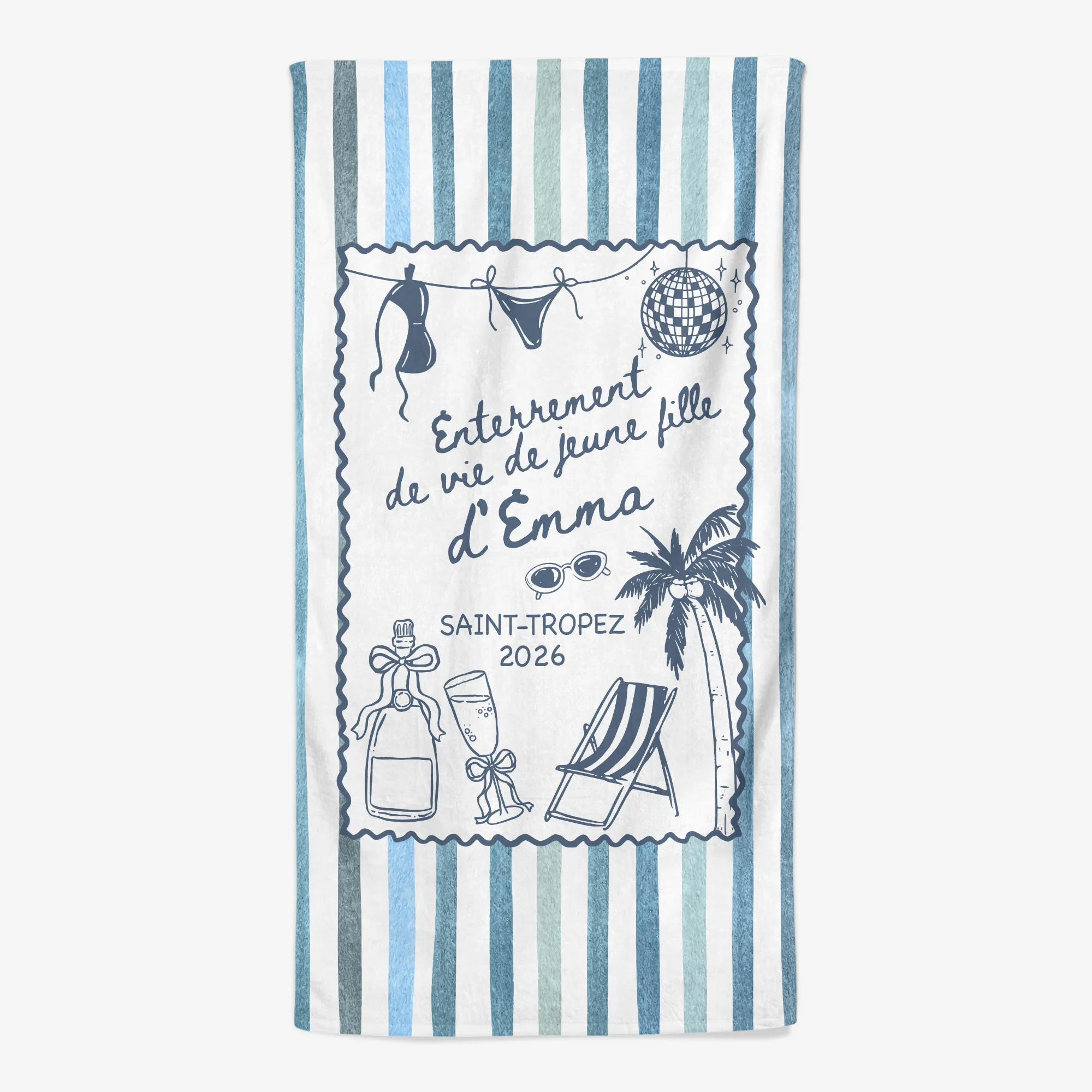 Serviette De Plage Personnalisée Texte - Cadeau Pour EVJF