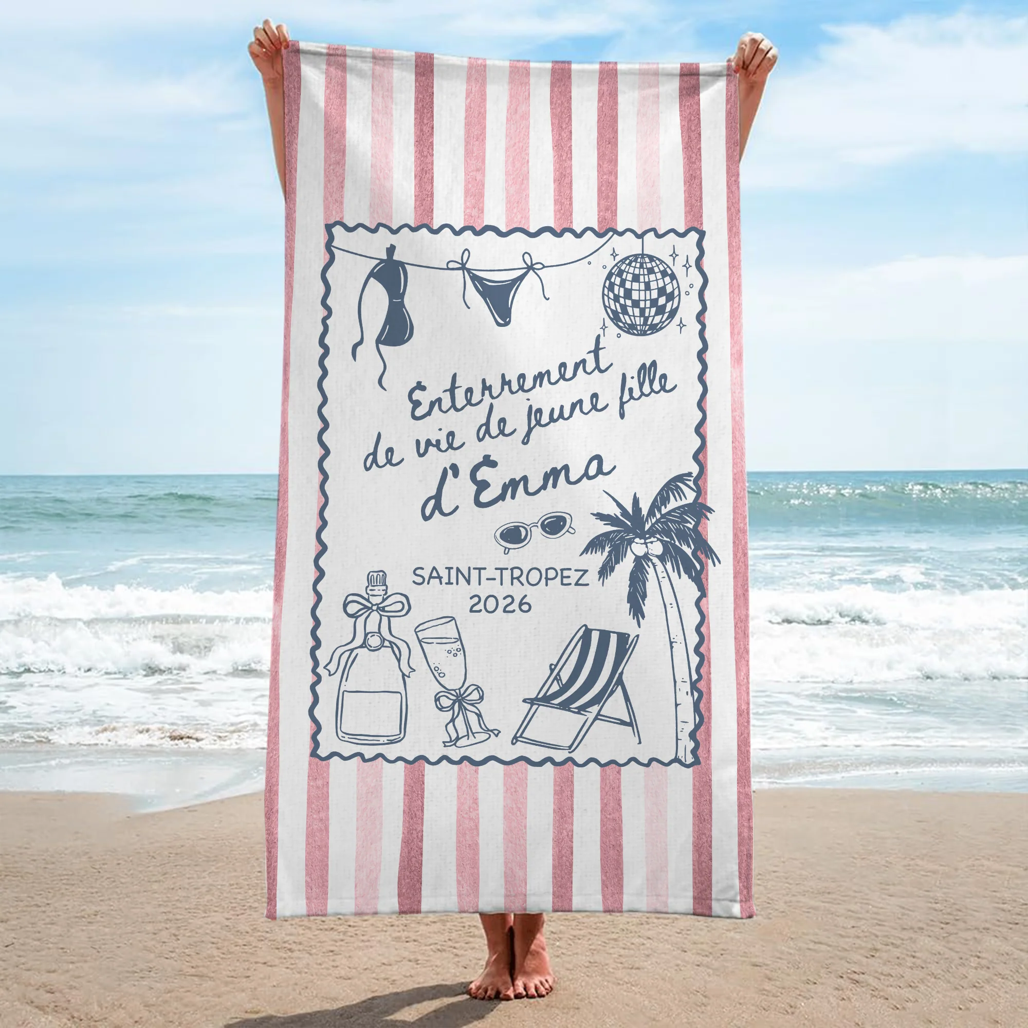 Serviette De Plage Personnalisée Texte - Cadeau Pour EVJF - Image 2