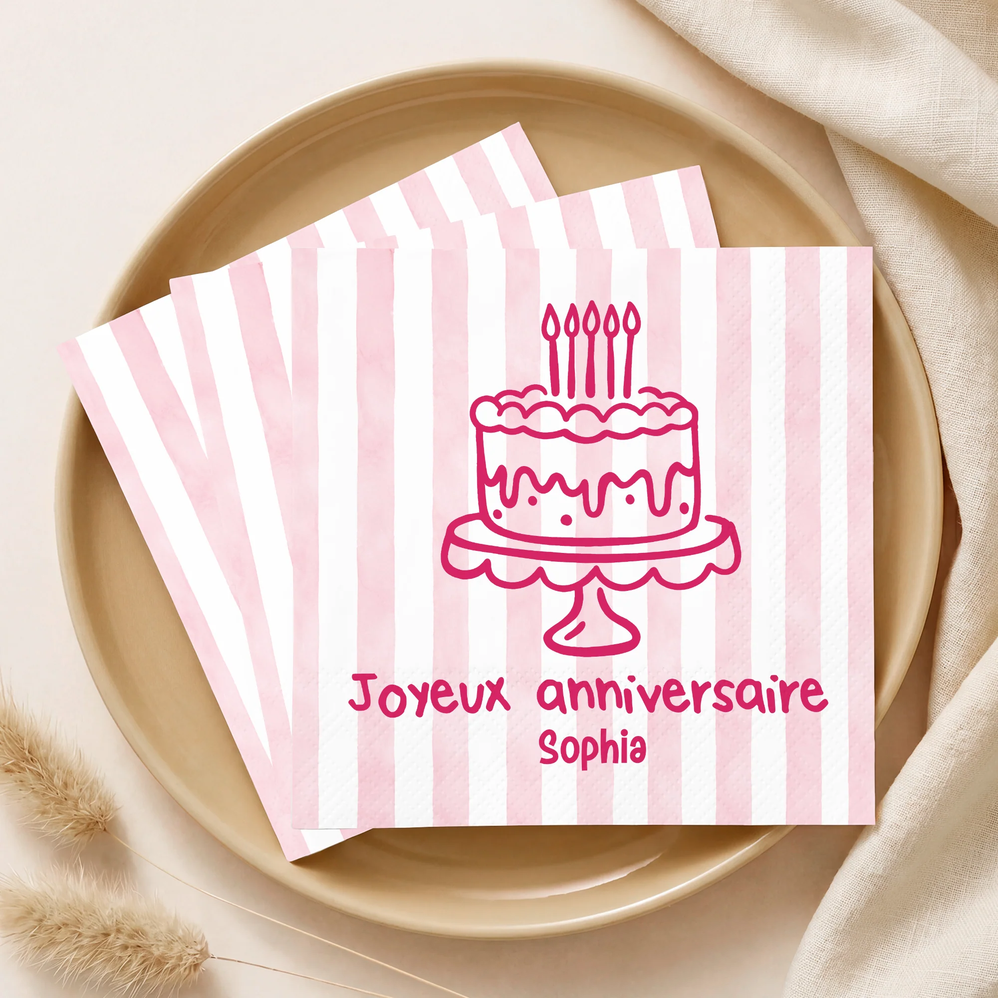 Serviette De Table Personnalisée En Papier - Joyeux Anniversaire