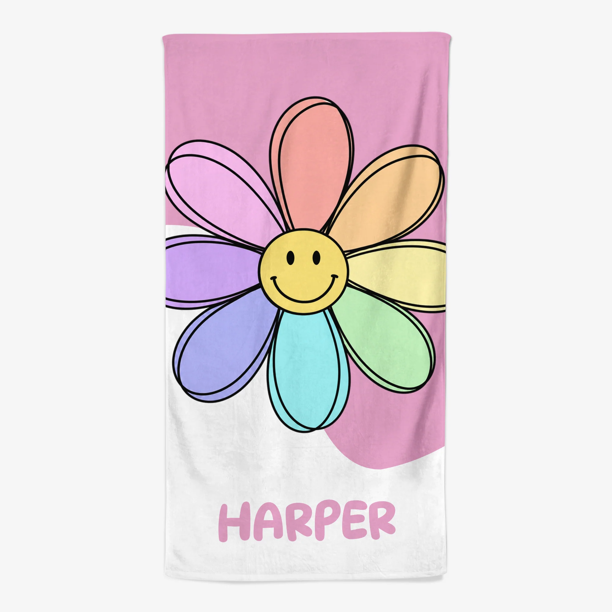 Serviette Plage Personnalisée - Cadeau Été Avec Dessin Fleur