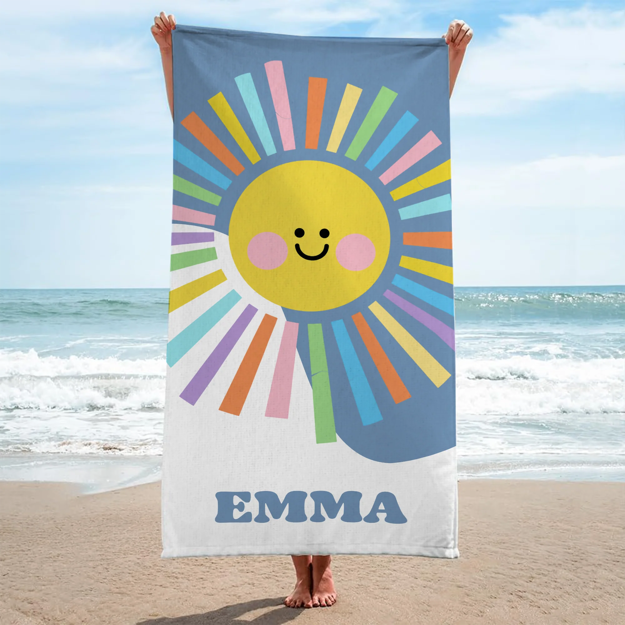 Serviette Plage Personnalisée - Cadeau Été Avec Dessin Fleur - Image 2