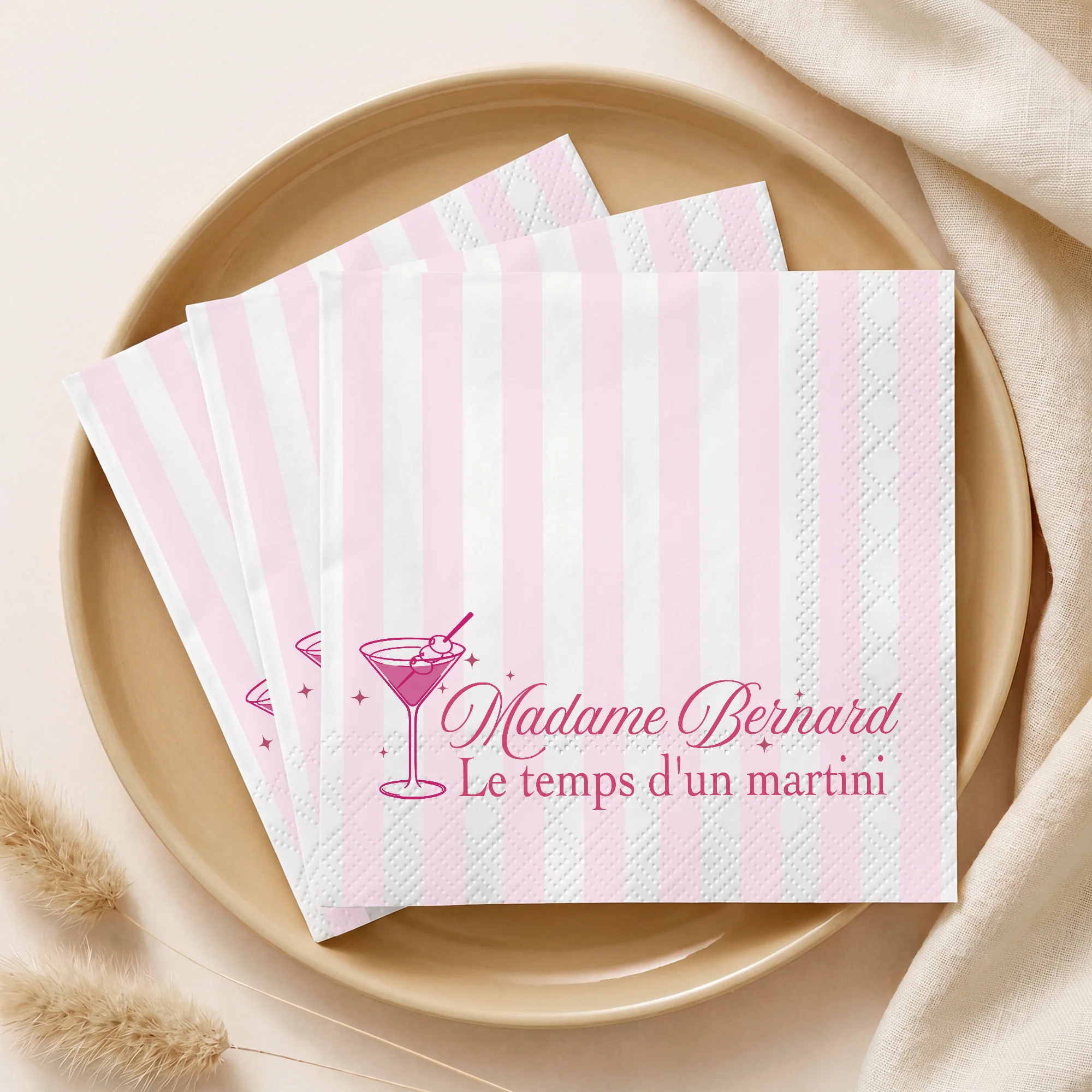 Serviettes En Papier Personnalisables Mariage - Le temps D’un Martini - Image 2