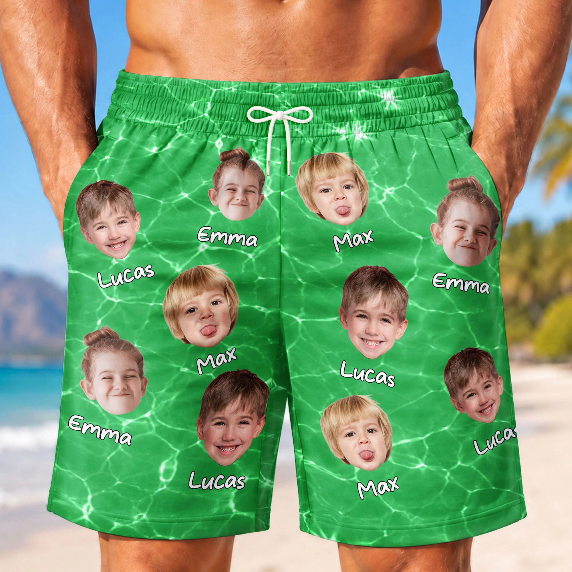 Short Hawaïen Homme Personnalisé Avec Photo Et Animal - Cadeau Original Pour Papa Papy - Image 2