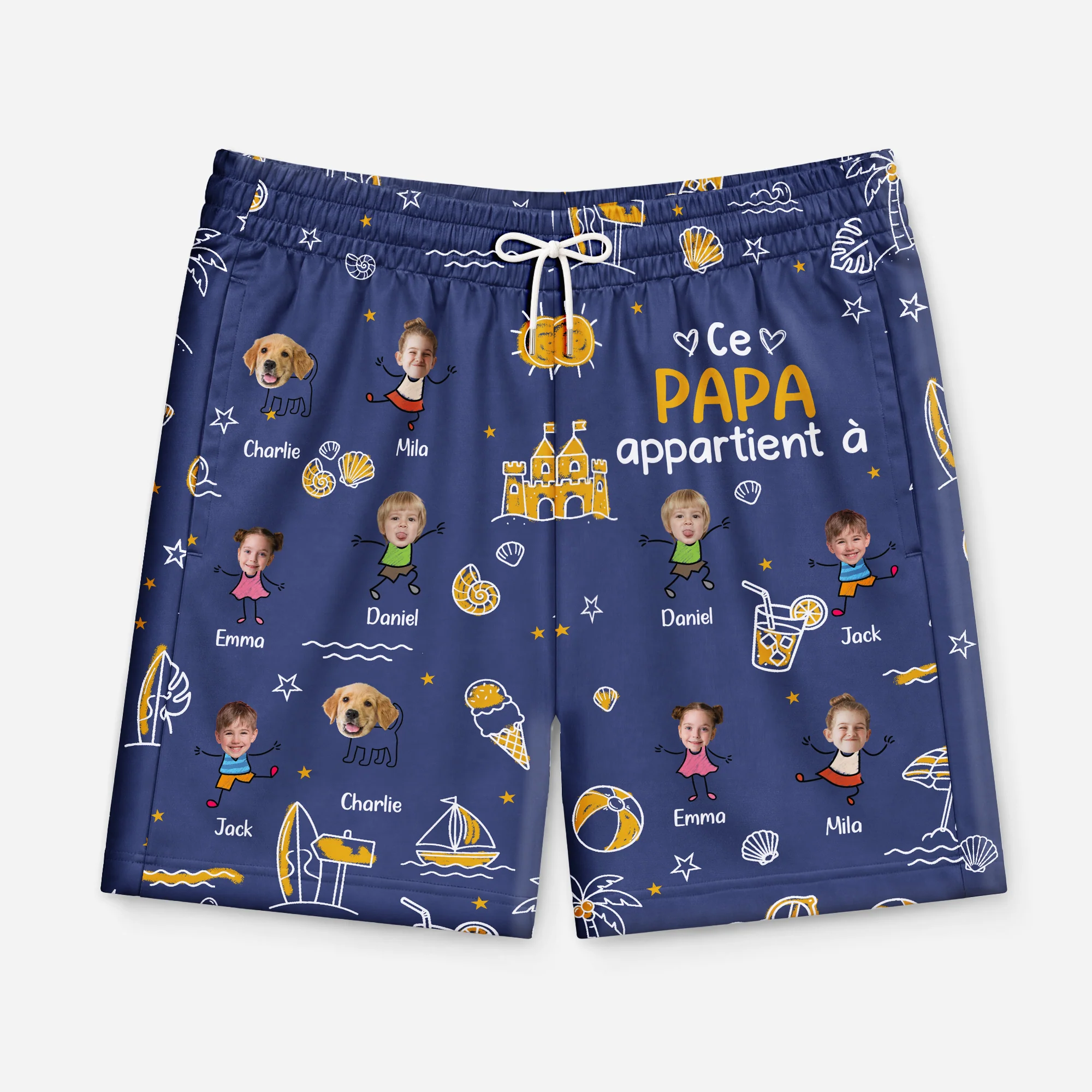 Short Hawaïen Homme Pour Plage Personnalisé Avec Photo - Papa Papy Appartient À
