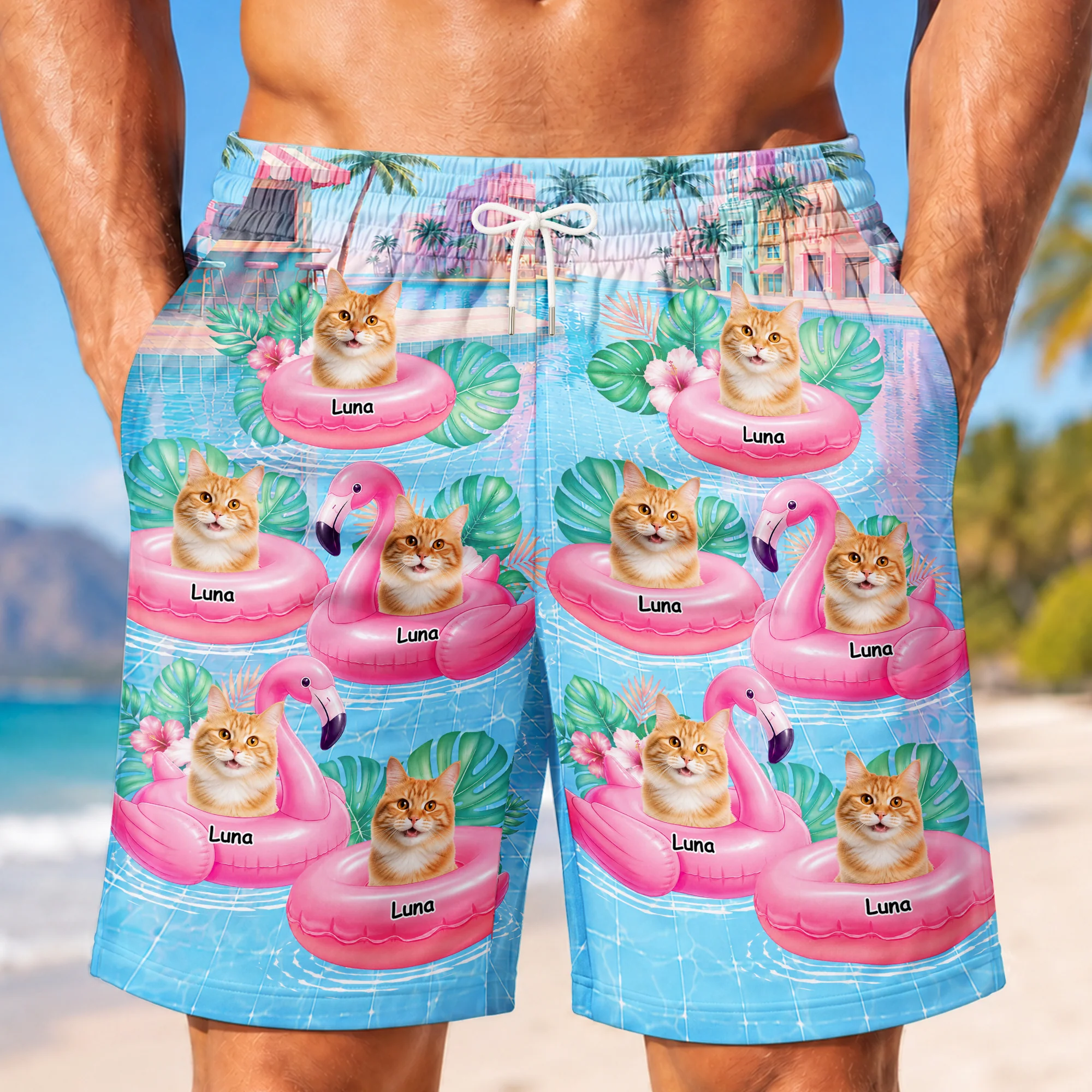 Short Hawaïen Personnalisé Avec Photo - Cadeau Amoureux Des Chiens Et Chats - Image 2