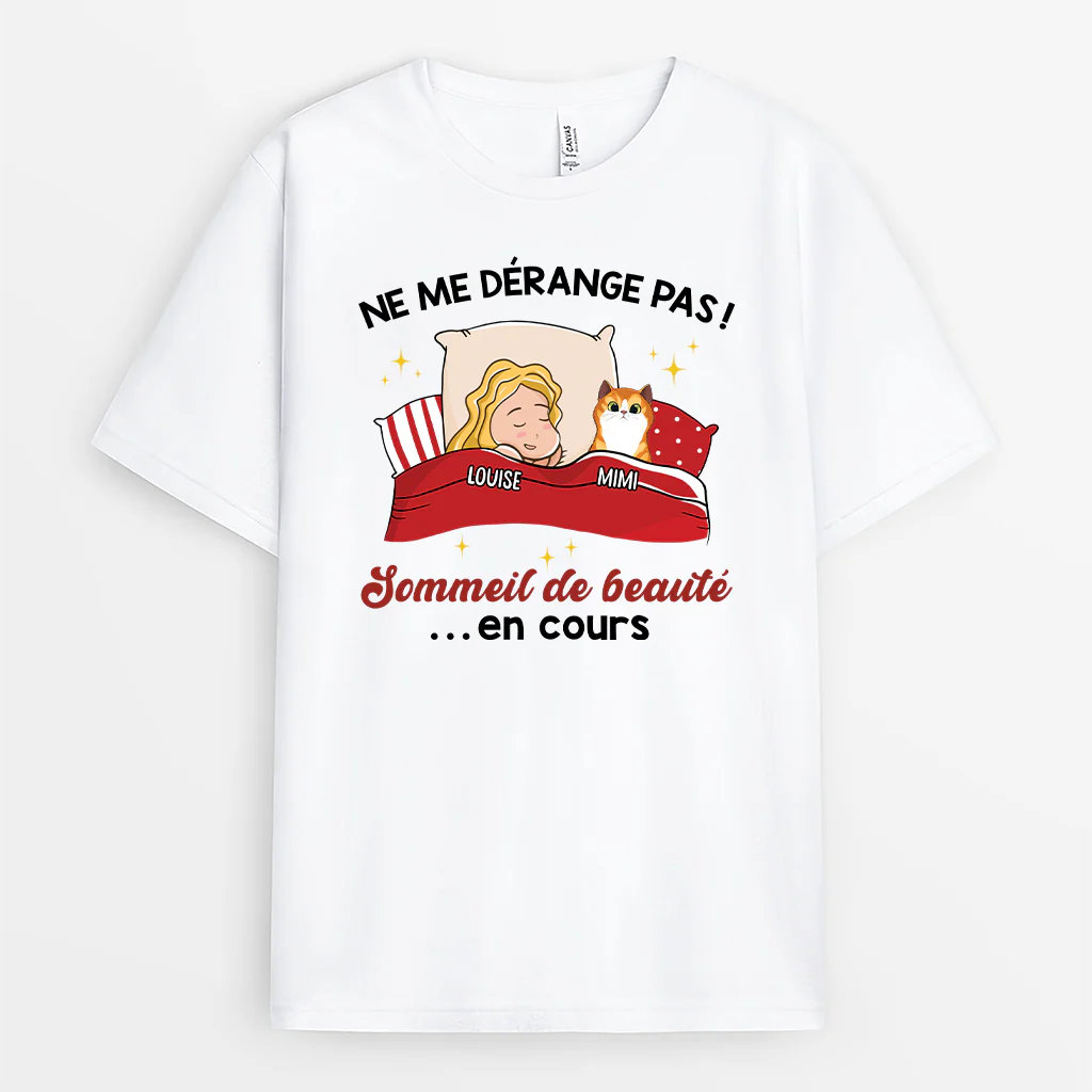Tee Shirt Personnalisé Avec Chat | Sommeil De Beauté En Cours Version Chats