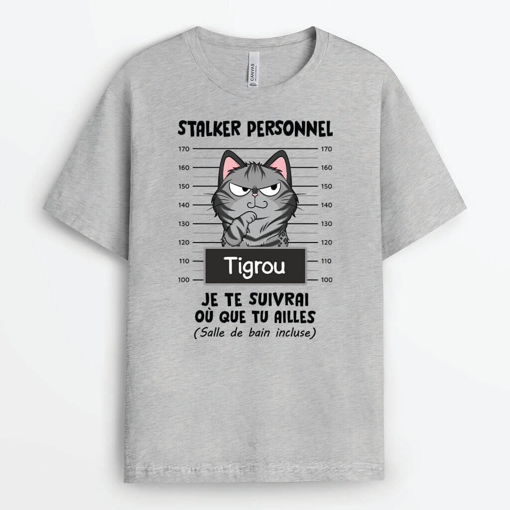 Tee Shirt Personnalisé Chat – Stalker Personnel | Version Chat En Prison - Image 2