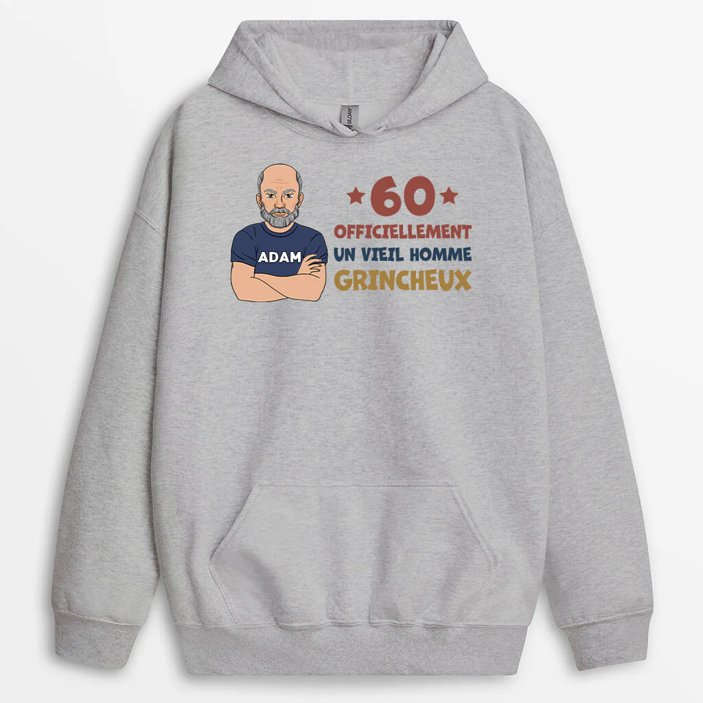 Sweat à Capuche Personnalisé | 70 Ans Vieil Homme Grincheux - Image 2