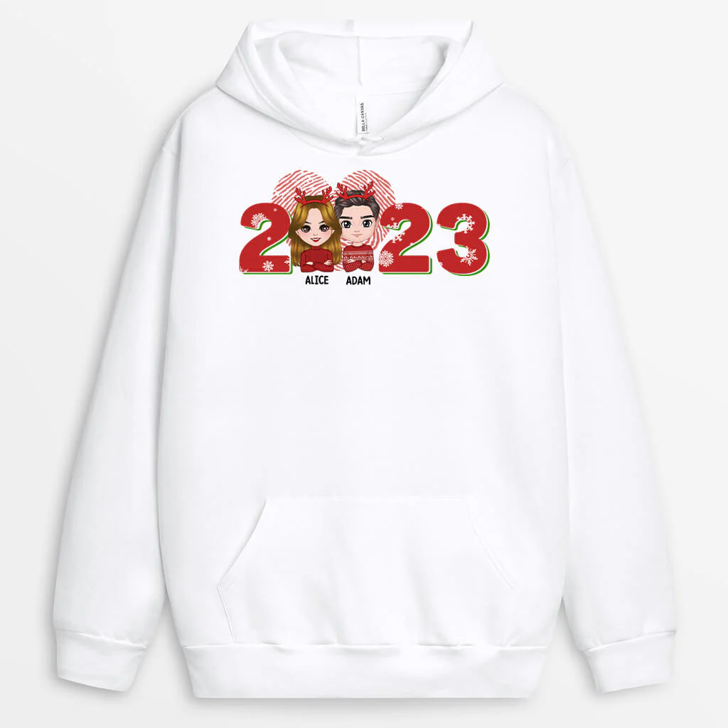 Sweat à Capuche Couple de Noël avec Amour Personnalisé