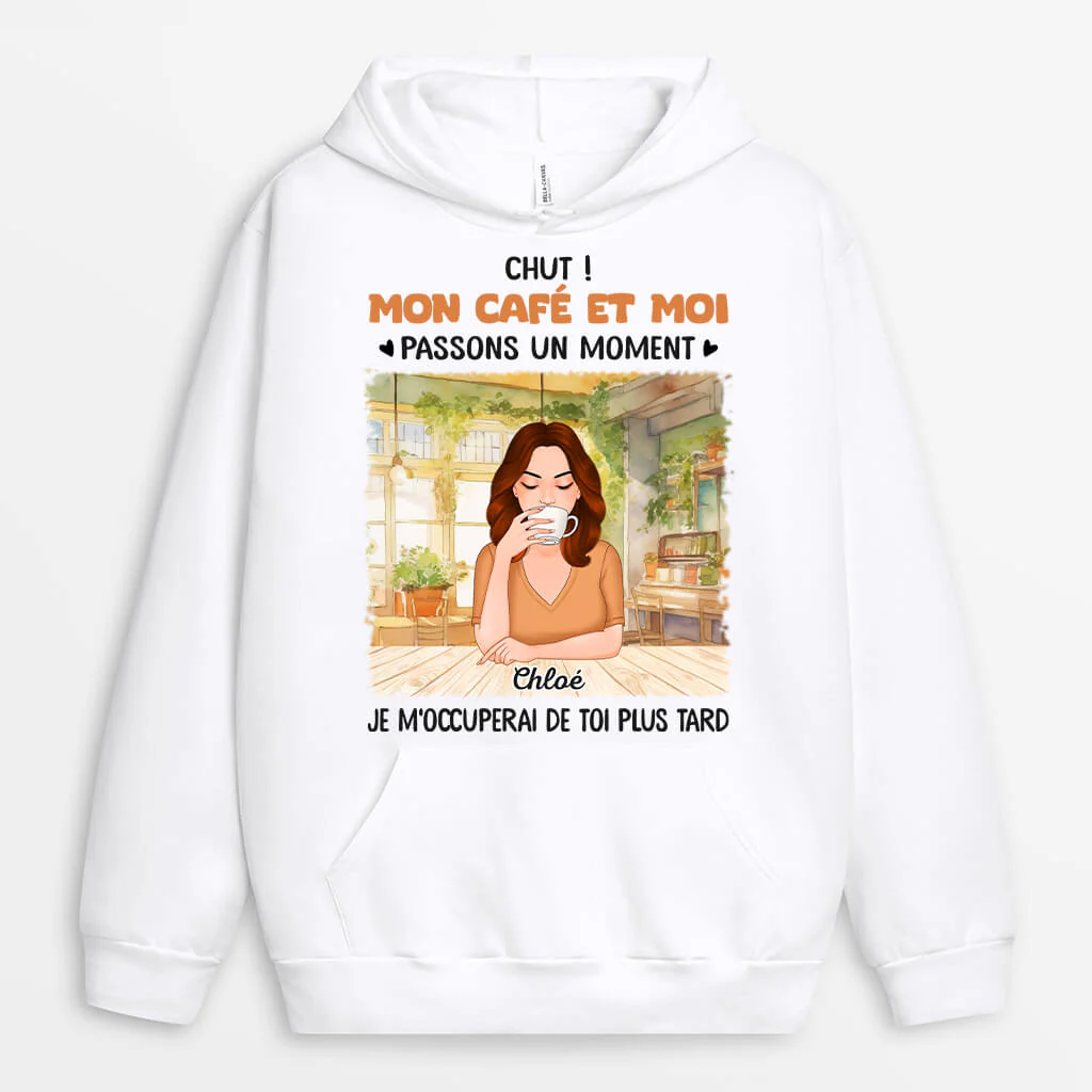 Sweat à Capuche Personnalisé Humour – Mon Café et Moi - Image 2
